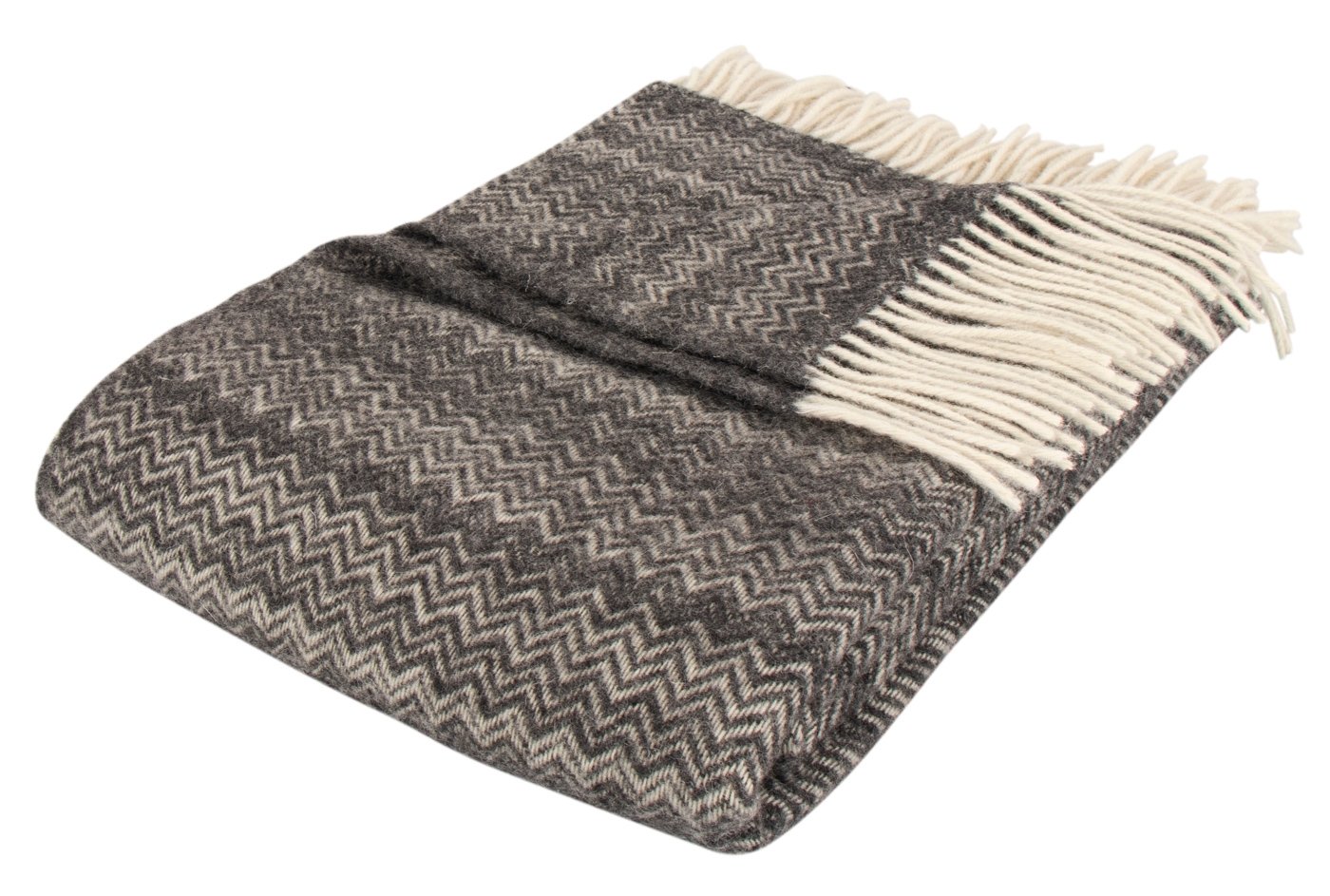 Ullpläd - 100% Ull - 130x200 cm - Zigzag grå
