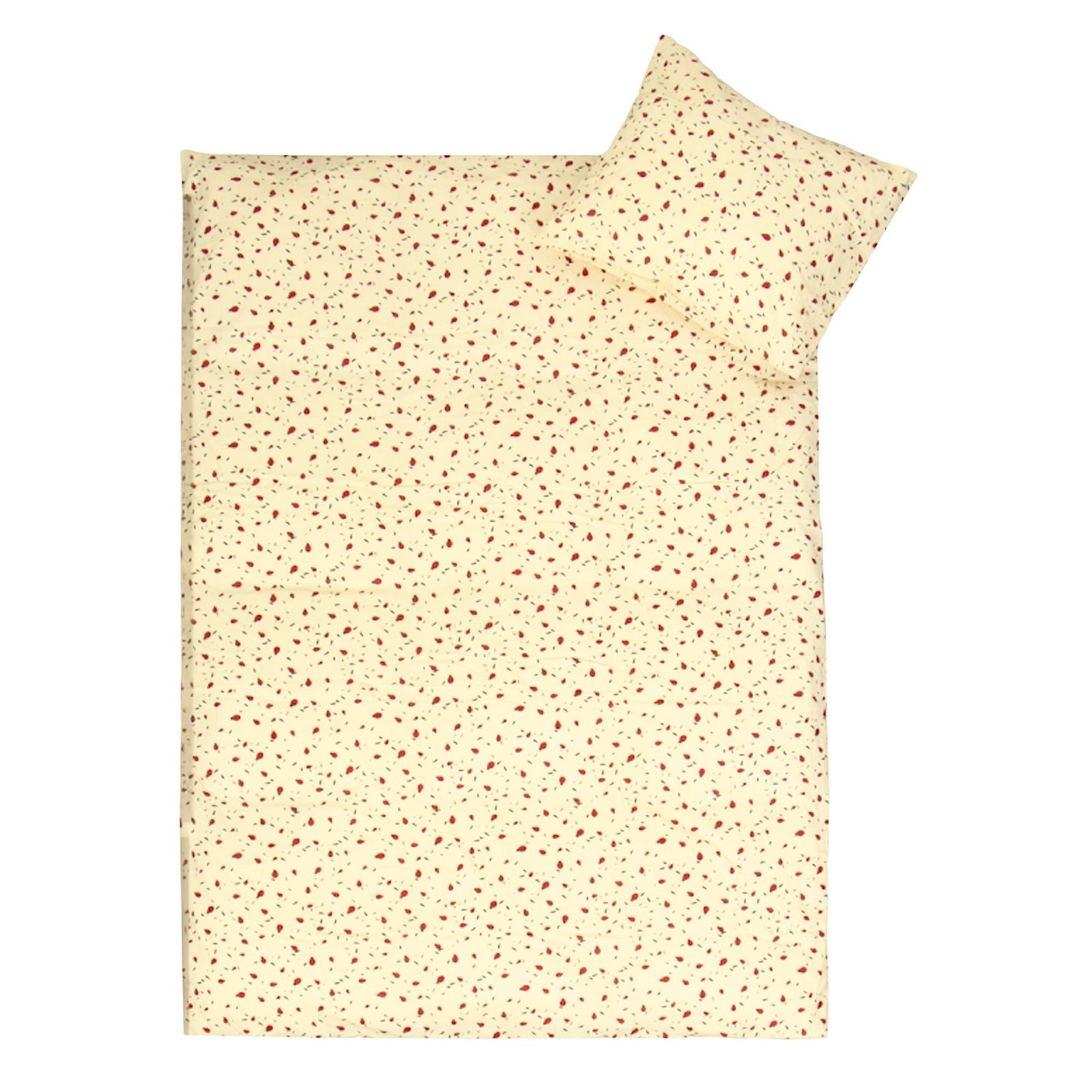 Mariehøne sängkläder - 100% bomull - Junior sängkläder 115x135 cm - Gul med nyckelpigor