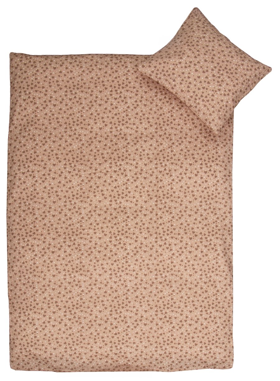Hjärta påslakanset - 100% bomull - Juniorpåslakan 115x135 cm - Rosa med hjärtan