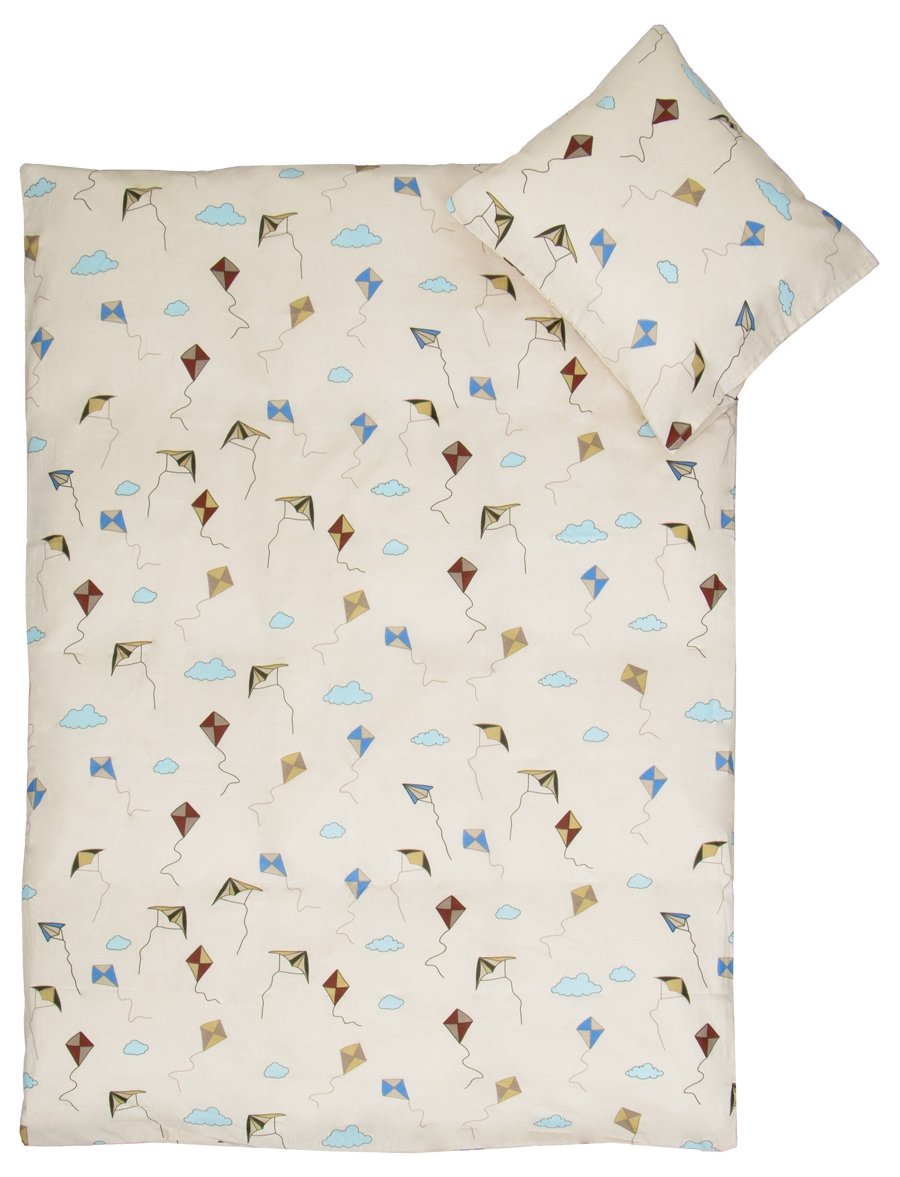 Dragefly sängkläder - 100% bomull - Juniorpåslakan 100x140 cm - Beige med drakar