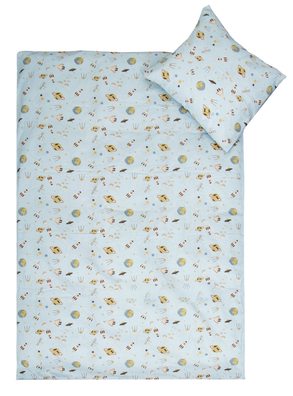 Rymdmotiv sängkläder - 100% bomull - Babysängkläder 70x100 cm - Blå med rymdmotiv