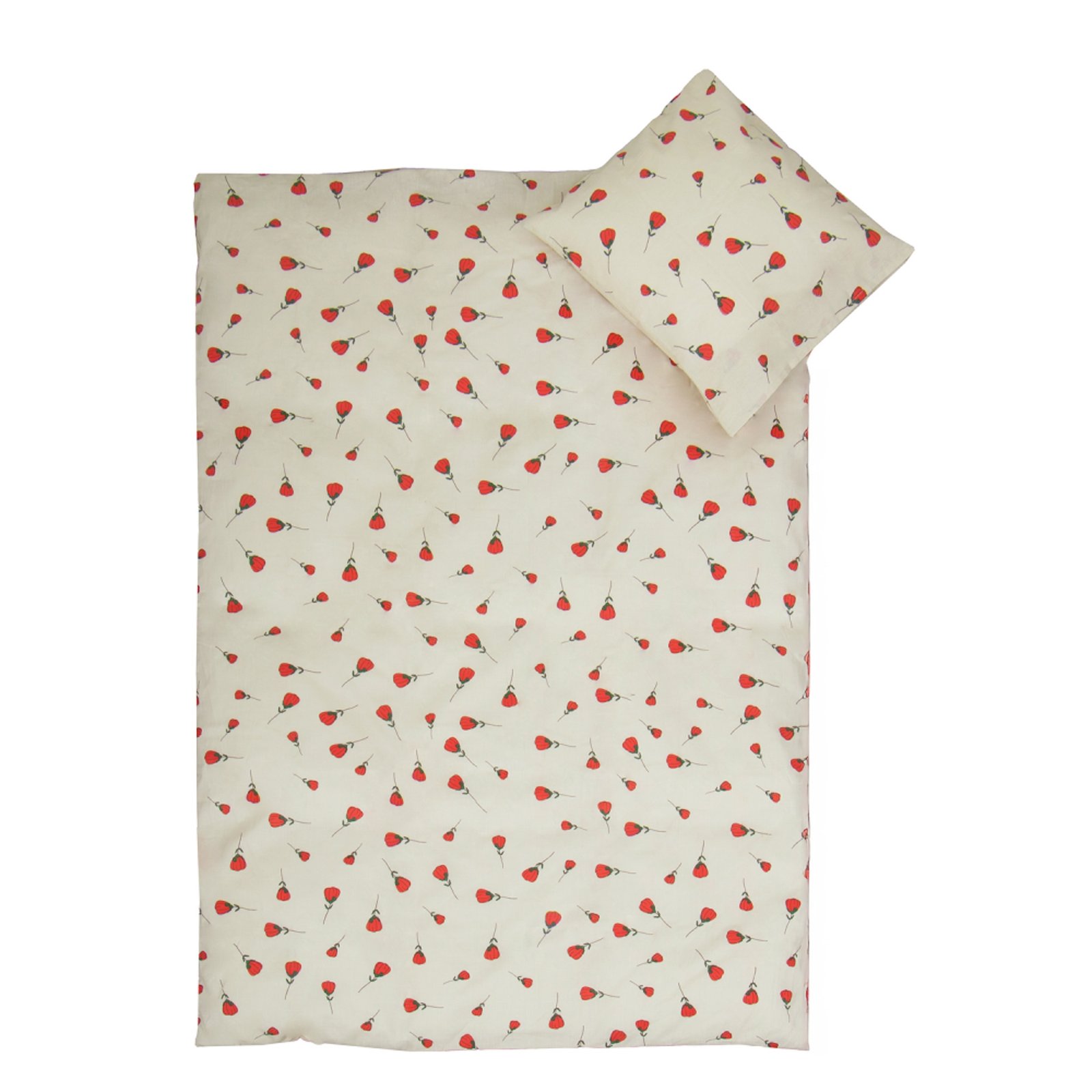 Rose sängkläder - 100% bomull - Junior sängkläder 115x135 cm - Beige med rosor
