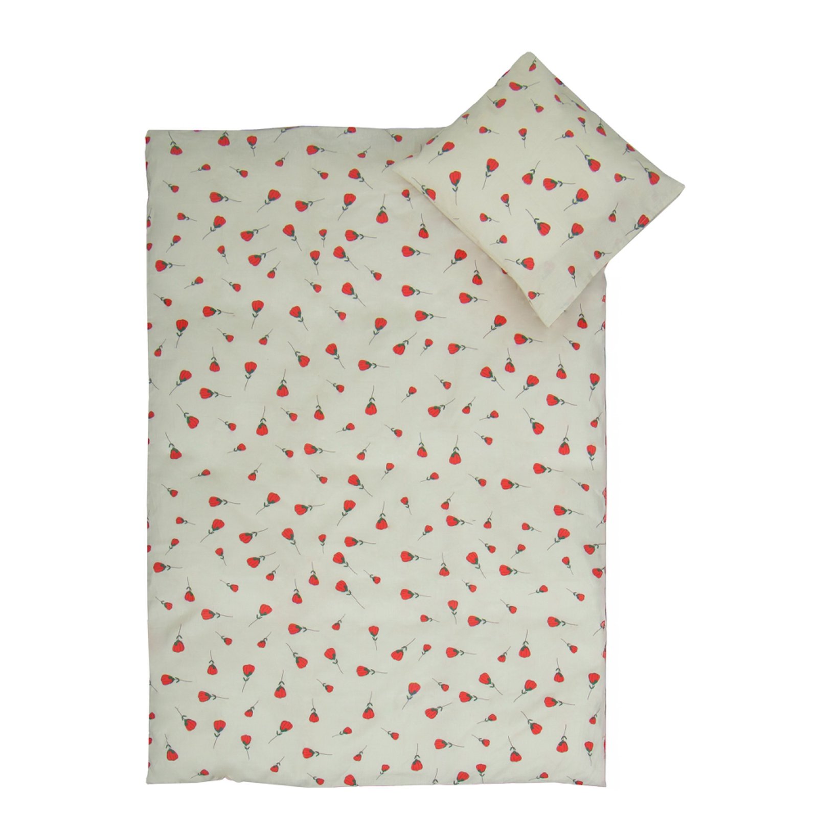 Rose sängkläder - 100% bomull - Junior sängkläder 100x140 cm - Beige med rosor