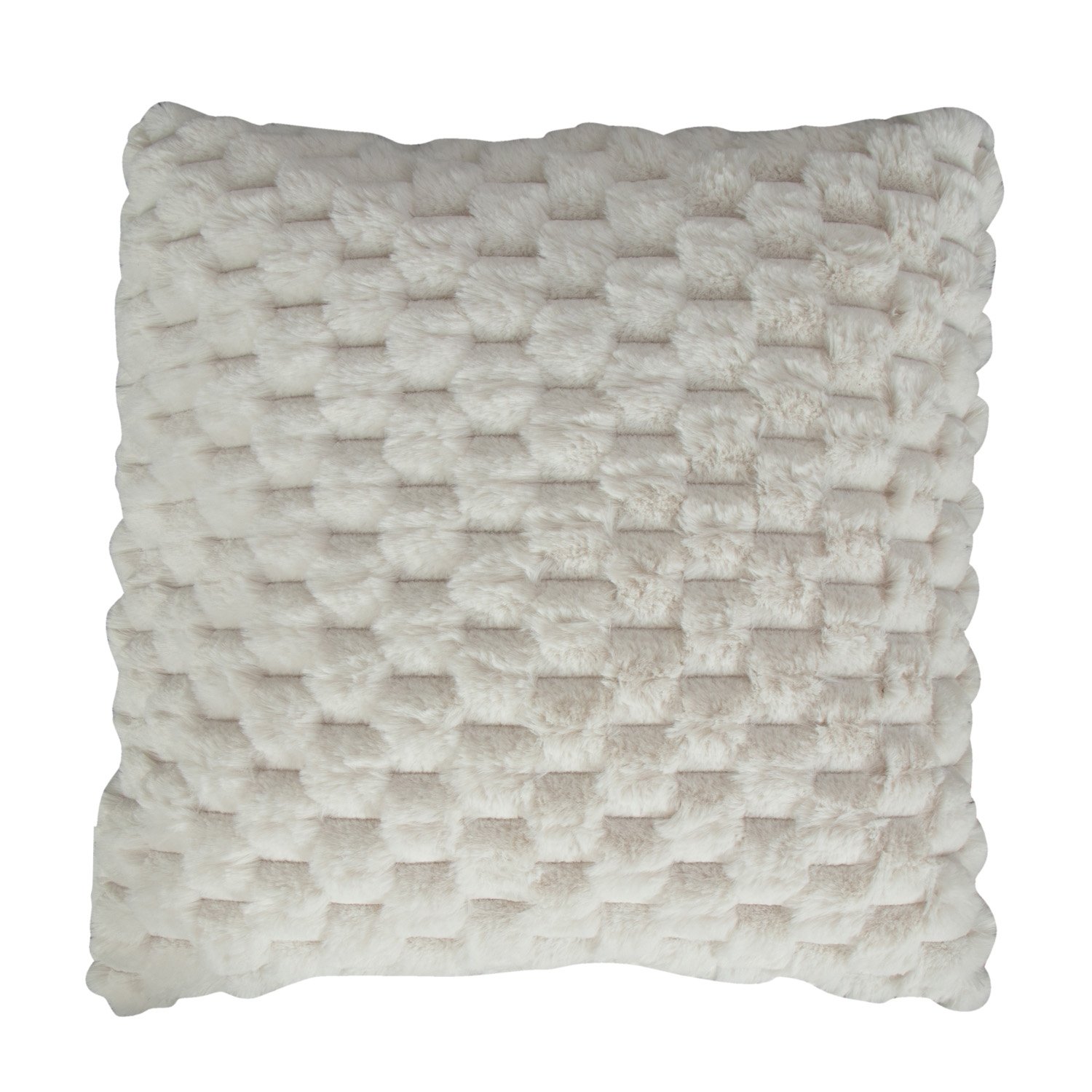 Prydnadskudde - 45x45 cm - Vit - Soffkudde av fuskpäls - Exklusiv våffelstruktur - Nordstrand Home