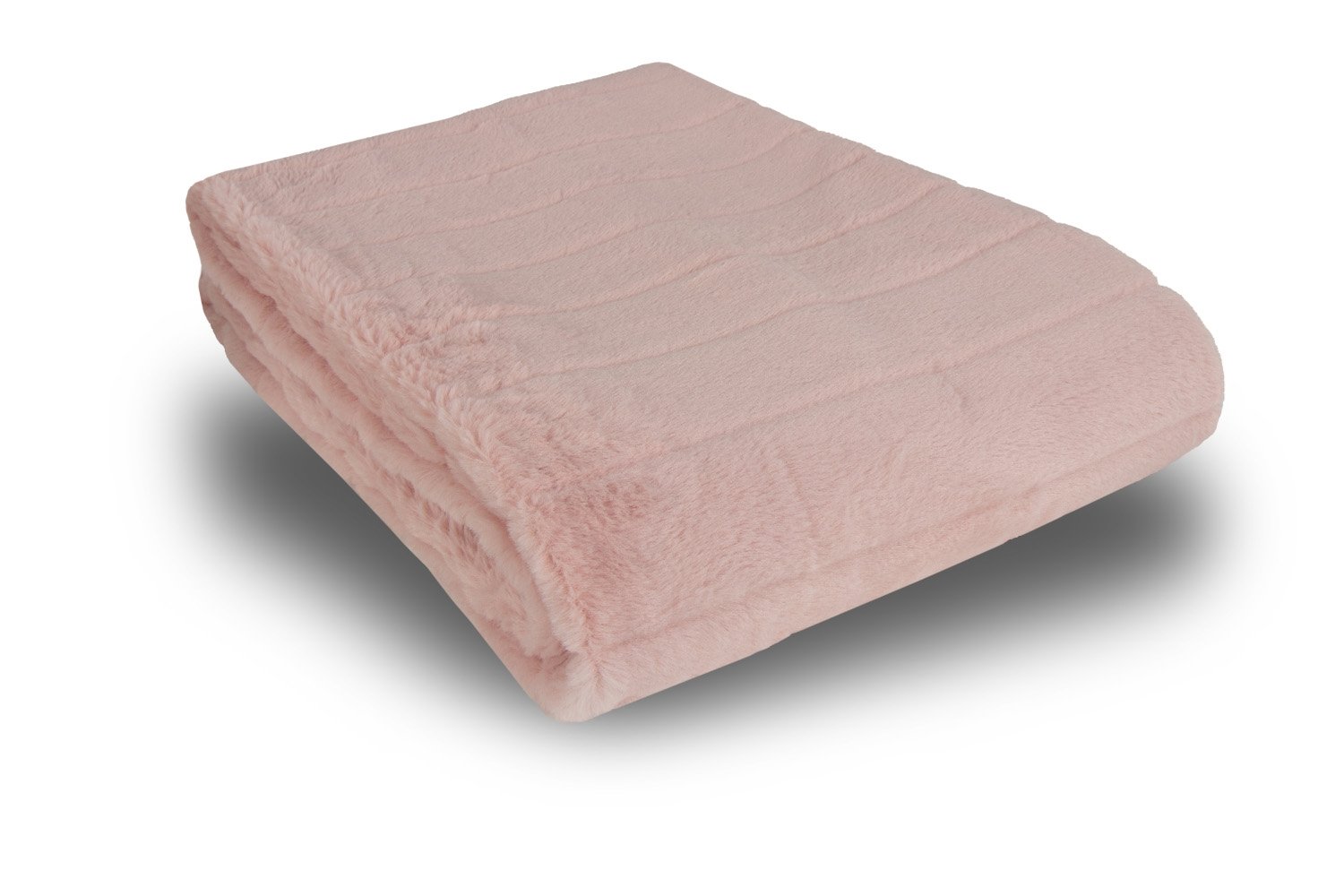 Pläd i fake fur - 135x190 cm - Rosa med ränder - Mjuk pläd från Nordstrand Home