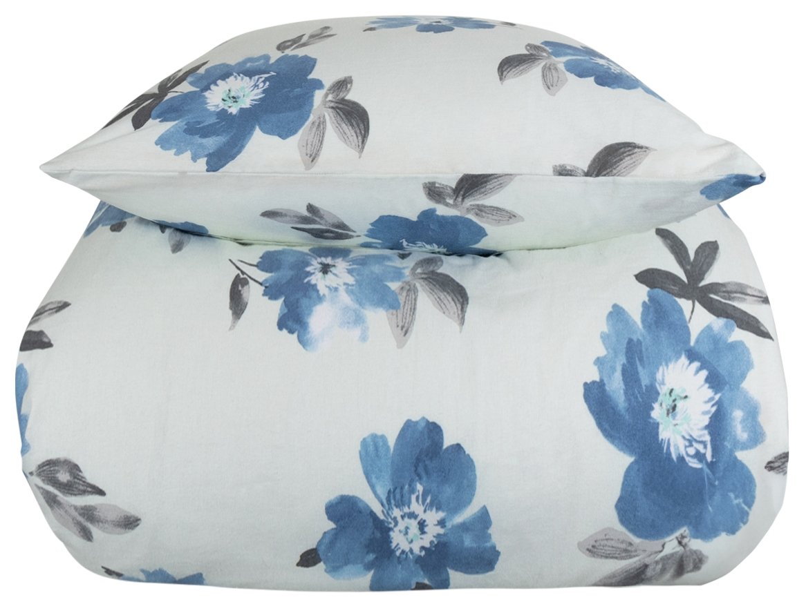 Sängkläder i flanell - Blommigt sängset blå - 100% bomull - Gardenia blå - Nordstrand Home sängset