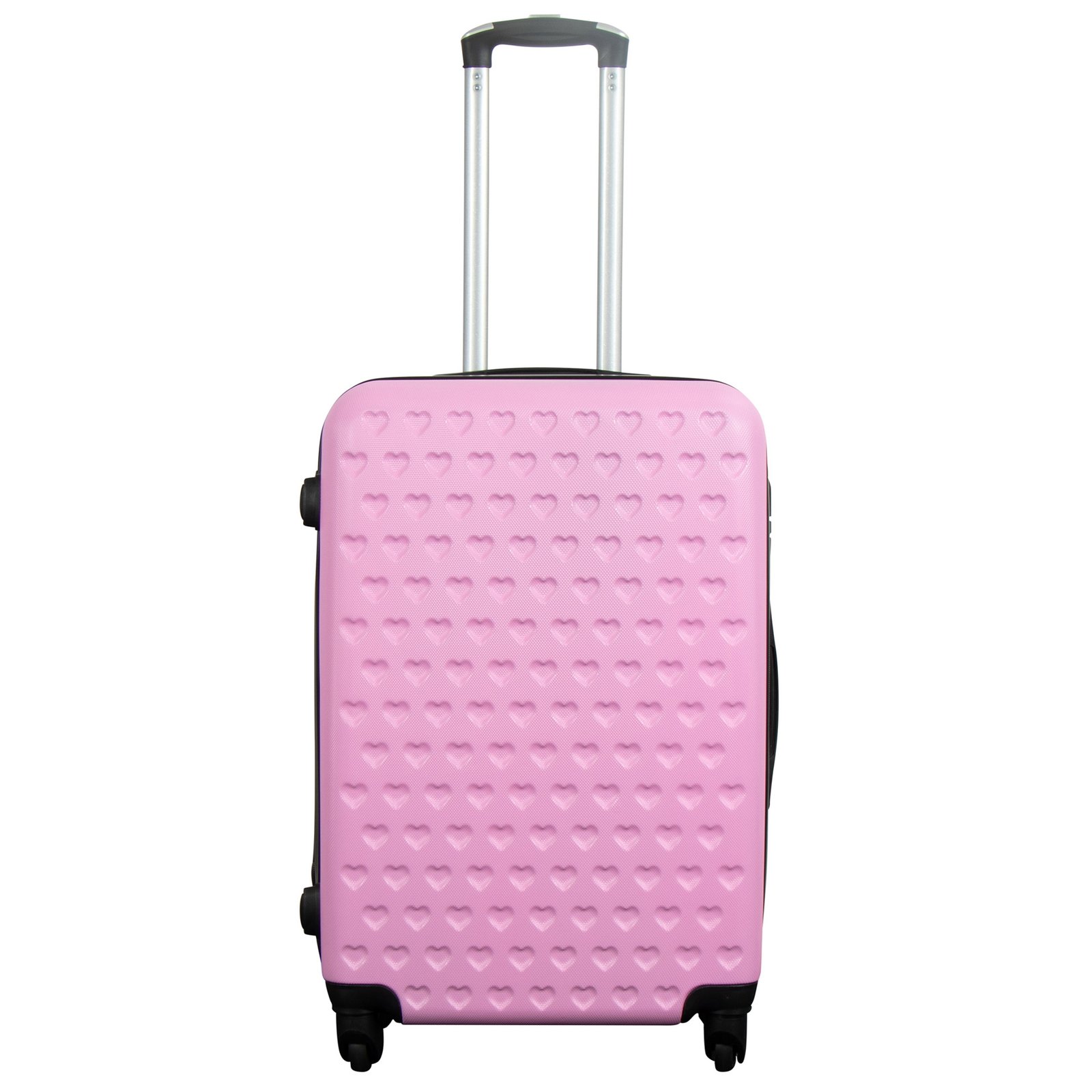 Medium resväska - Rosa med hjärtan hardcase resväska - Exklusiv resväska med 4 hjul