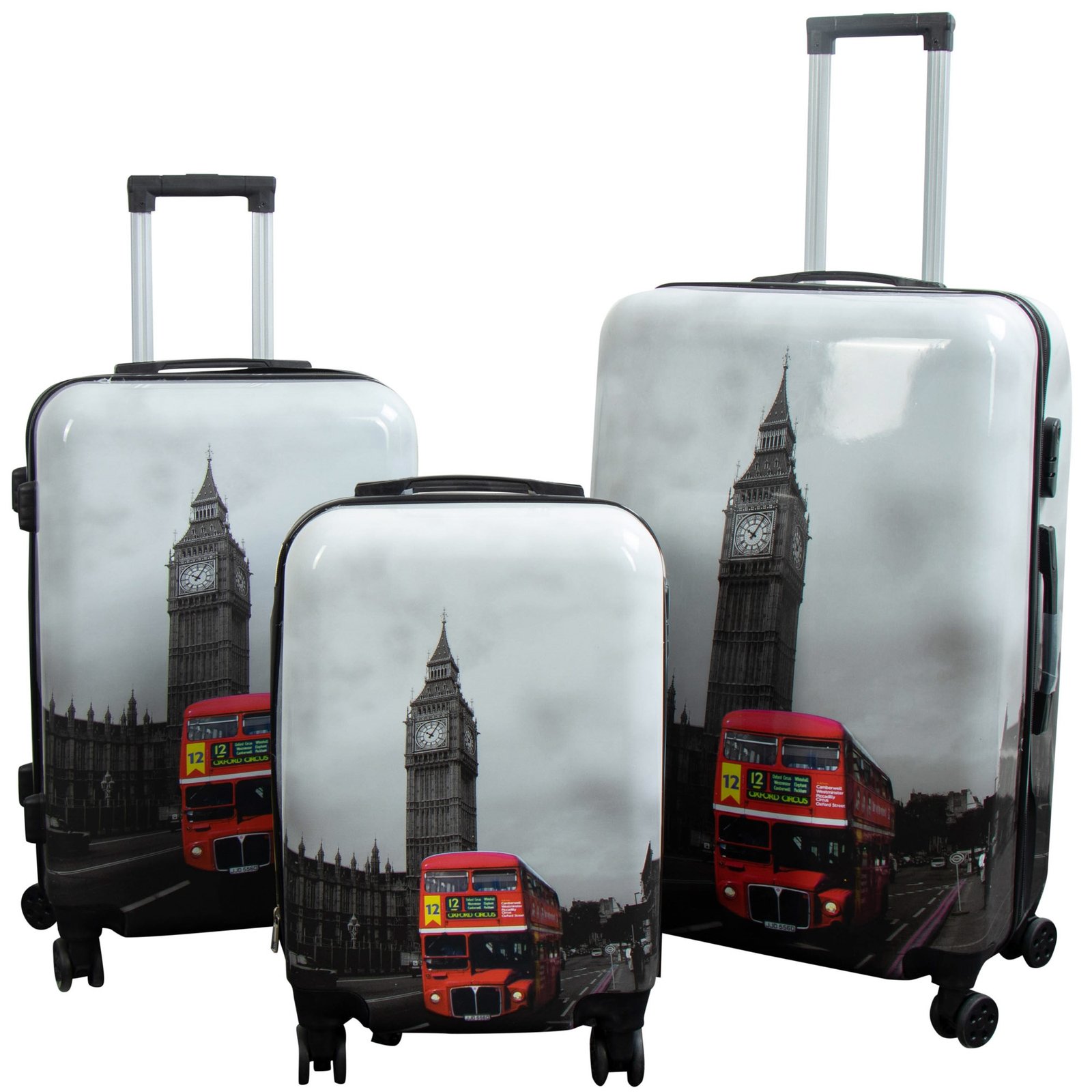 Resväskset - 3 st. - Resväska med motiv - Big Ben - Hardcase lättvikt resväska med 4 hjul