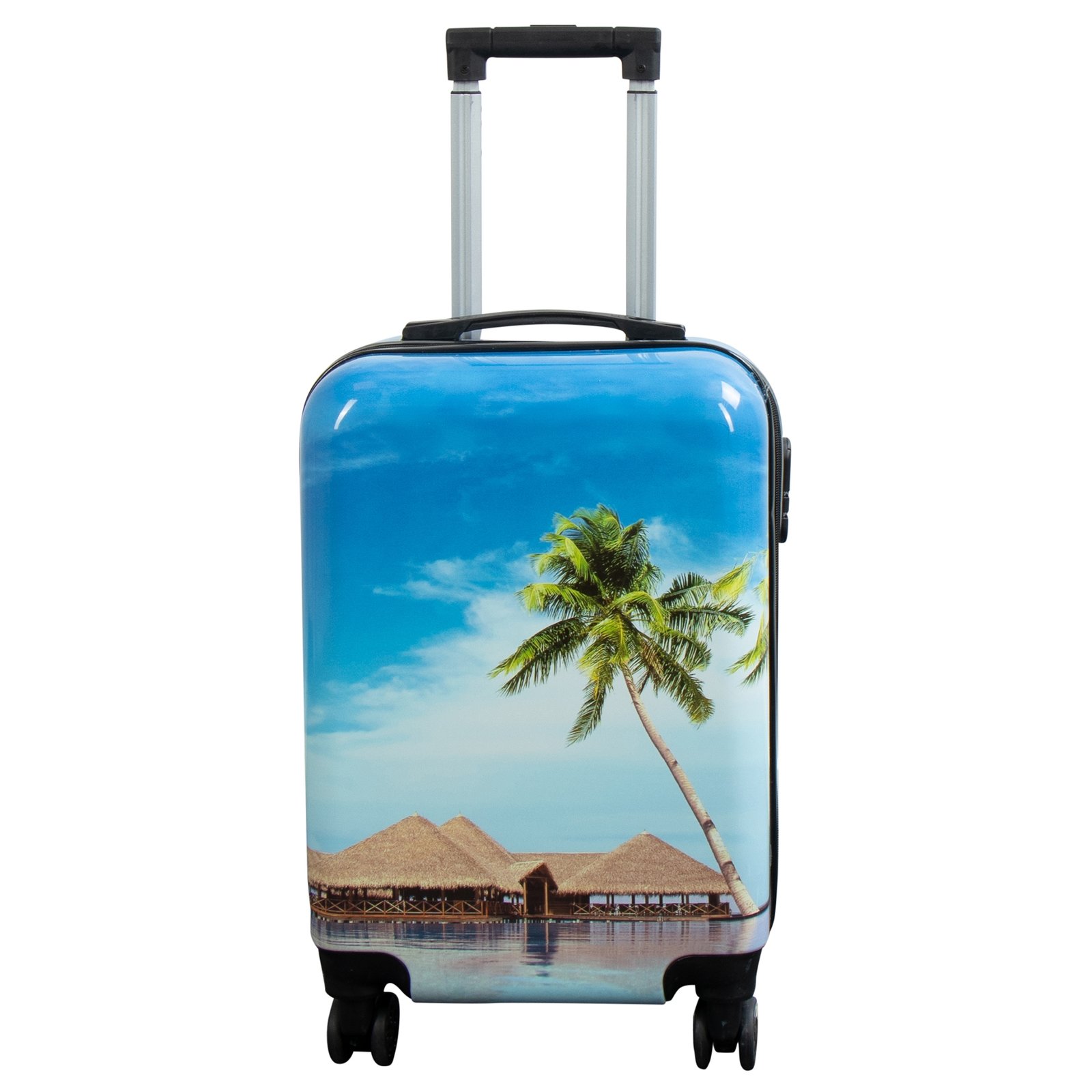 Kabinväska - Hardcase lättvikt kabinväska - Trolley med motiv - Strand och palmer