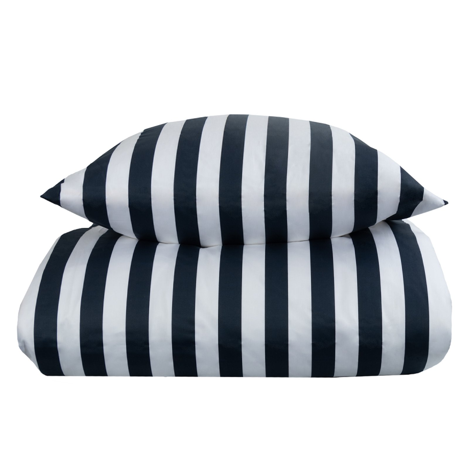 Dubbelt påslakanset 200x200 cm - 100% bomullssatin - Nordic Stripe - Mörkblå ränder