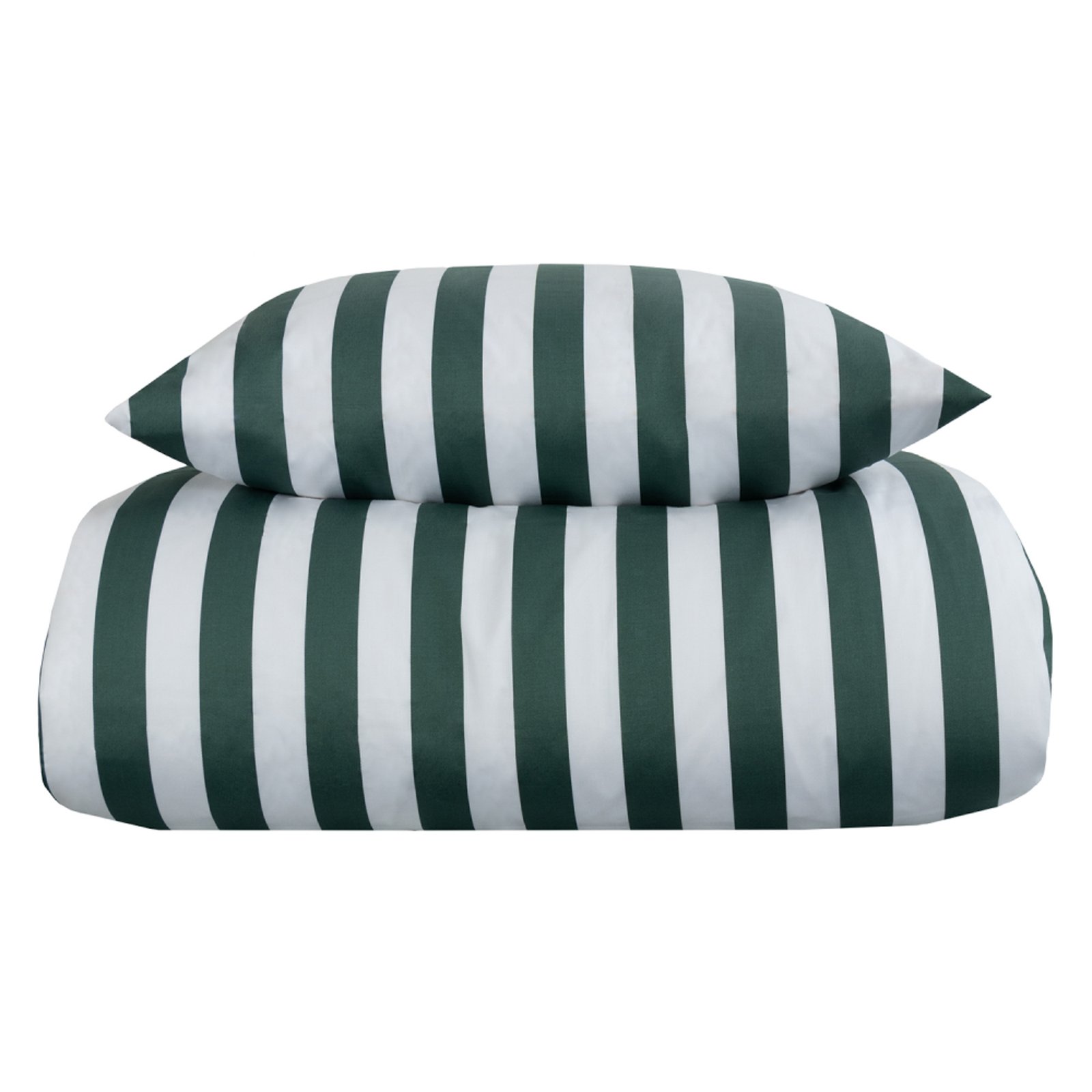 Dubbelt påslakanset 240x220 cm - 100% bomullssatin - Nordic Stripe - Gröna ränder