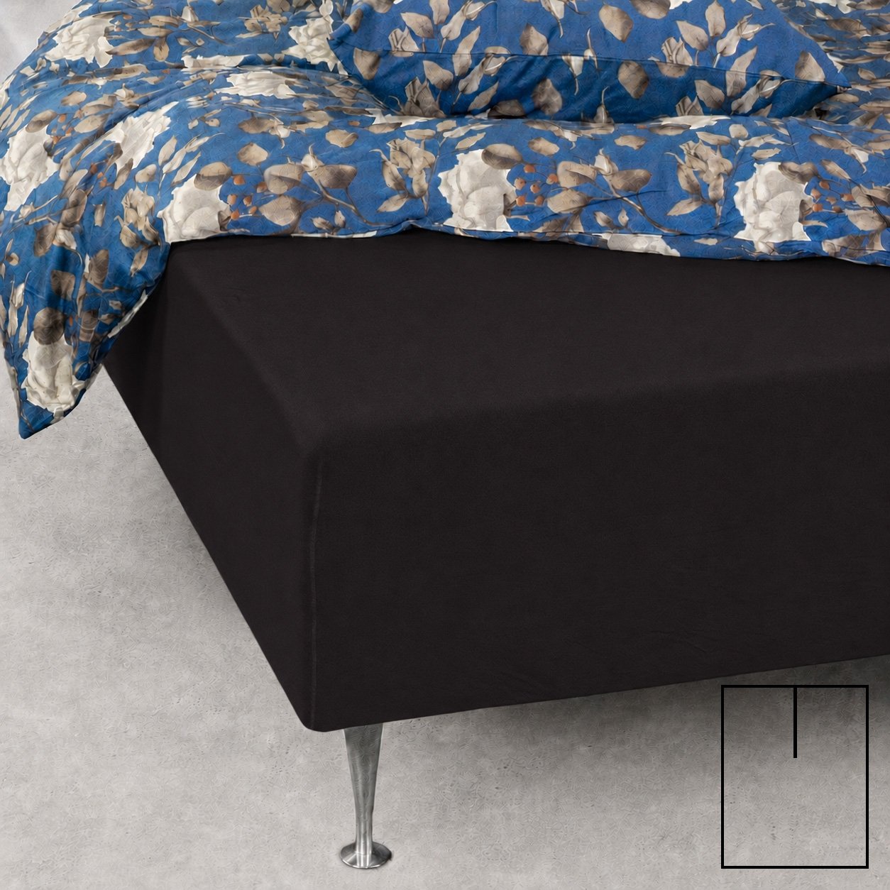Formsydda lakan - U-split - 160x200 cm - Svart - 100% bomull jersey lakan - Formsydda lakan för sängar med justerbar höjd