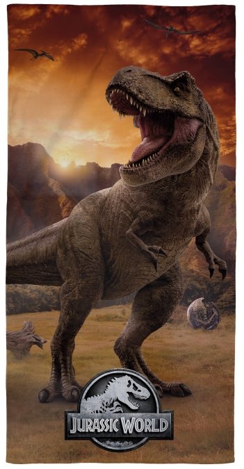 Dinosaurhandduk - 70x140 cm - 100% bomull - Mjuk badhandduk med en T-Rex från Jurassic World
