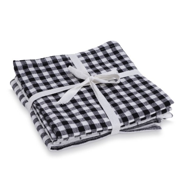 3-pack kökshanddukar 50x70 cm - 100% bomull - vita och svarta