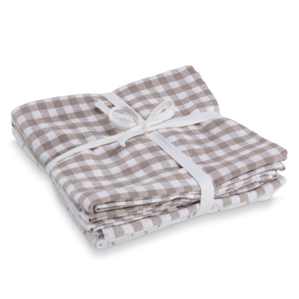 3-pack diskhanddukar 50x70 cm - 100% bomull - Beige och vita