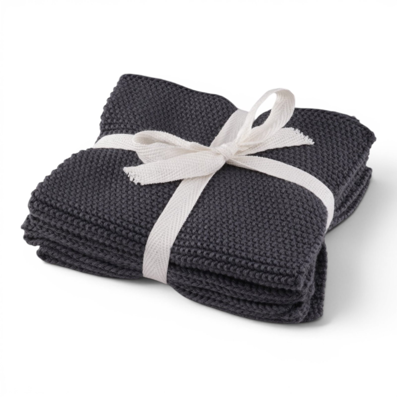 3-pack stickade disktrasor 27x27 cm - 100% bomull - Mörkgrå
