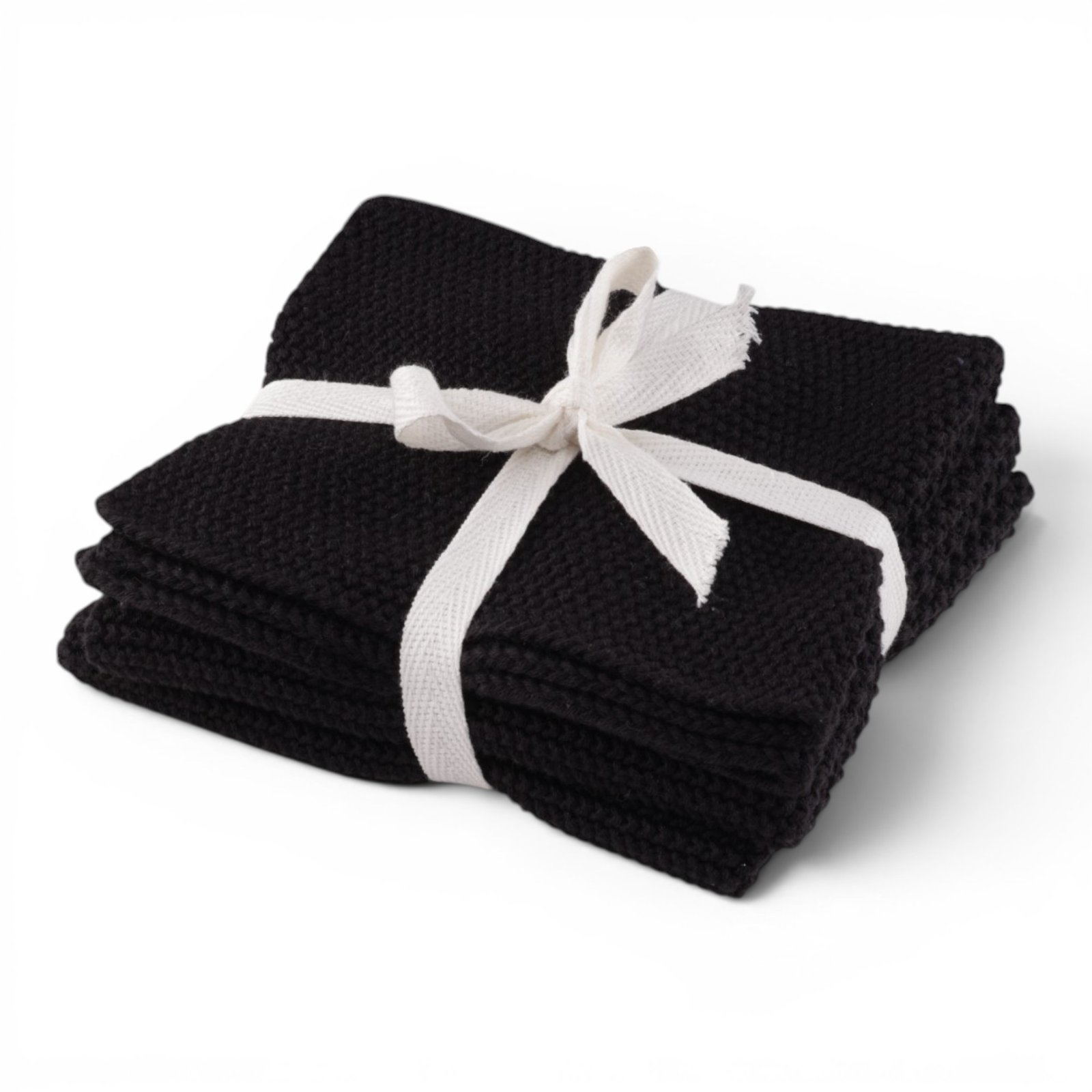 3-pack stickade disktrasor 27x27 cm - 100% bomull - Svart