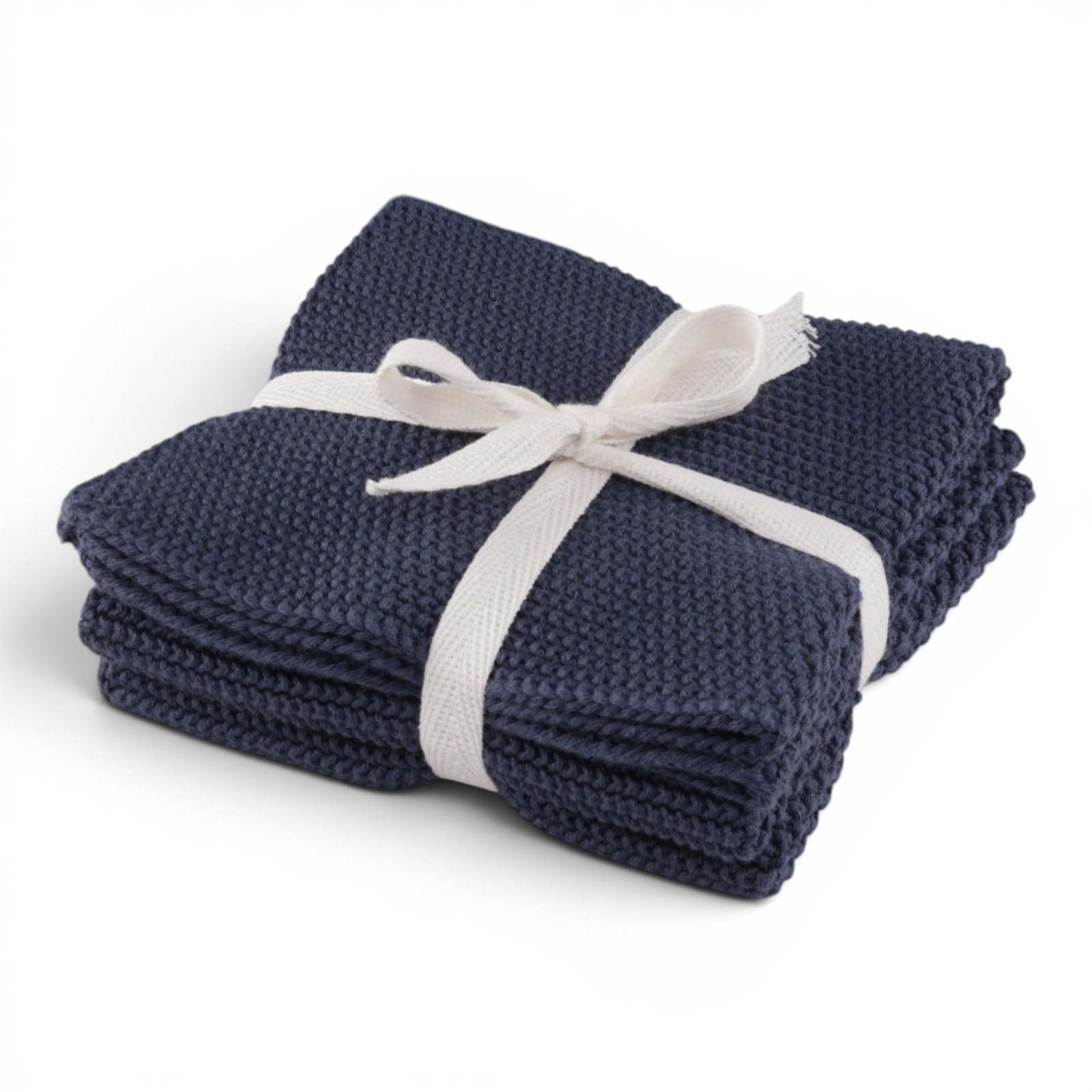 3-pack stickade disktrasor 27x27 cm - 100% bomull - Mörkblå