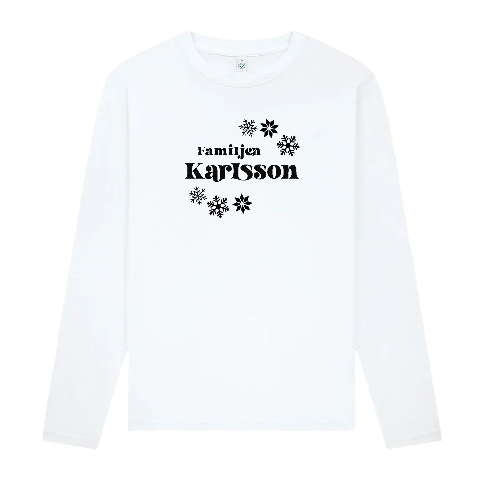 Jul Långärmad T-shirt Unisex – Anpassa med Ditt Efternamn - Vit