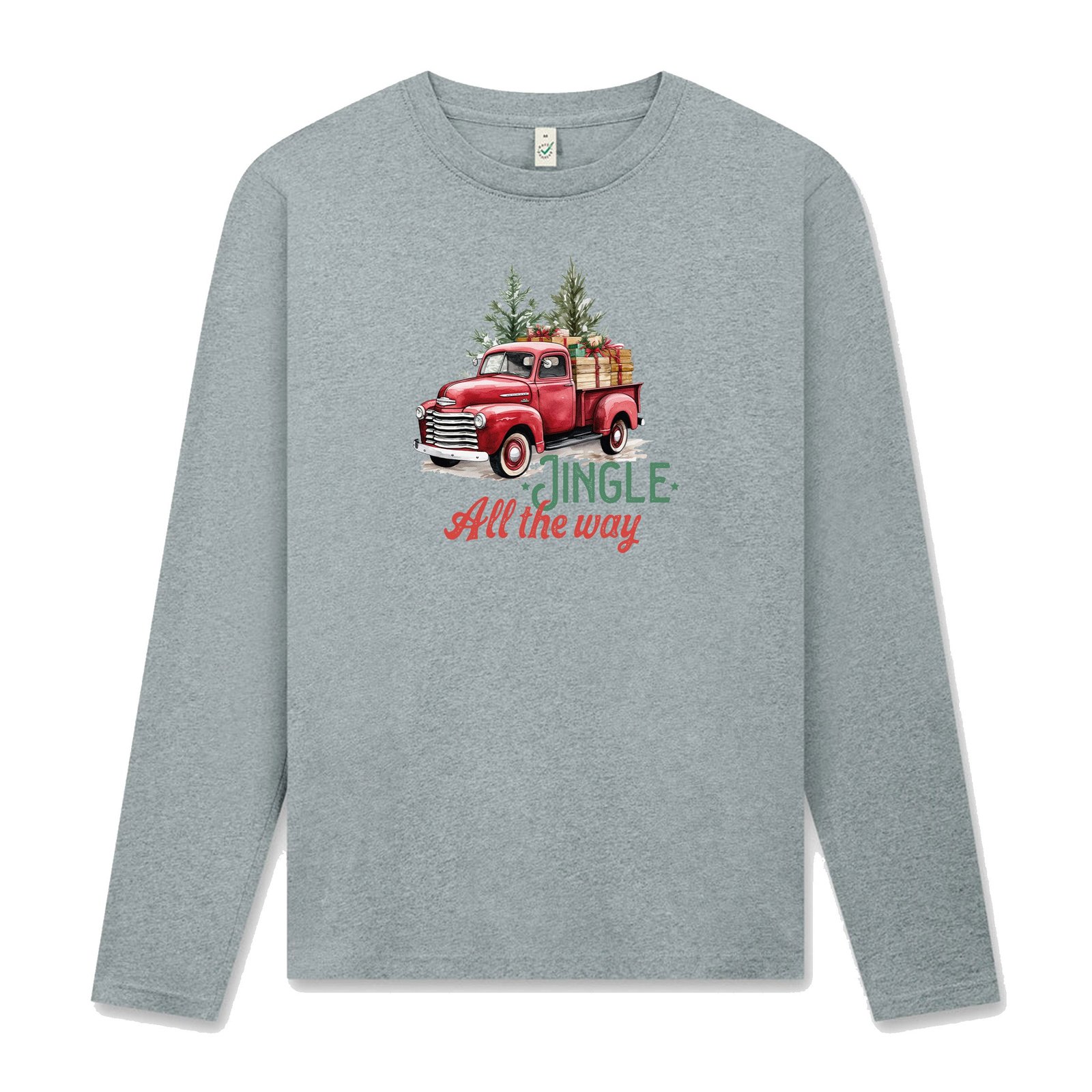 Jingle All The Way Långärmad T-shirt Unisex – Röd Lastbil - Grå