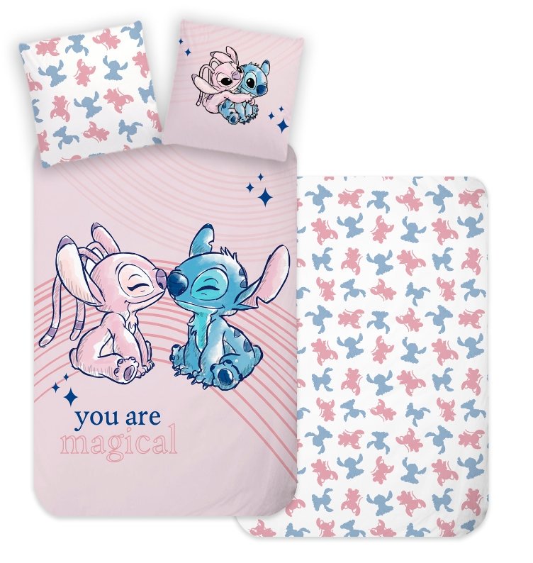 Stitch sängkläder - Påslakansset med Stitch och Angel - Vändbart motiv - 100% bomullssänglinne