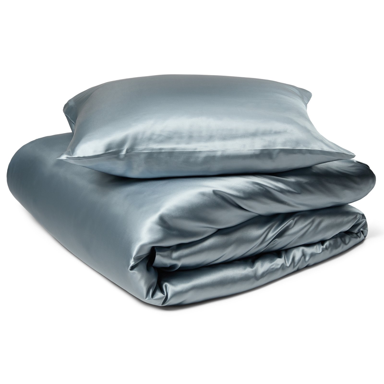 Silkesängkläder 200x220 cm - Dubbelt sängset - 100% mullbärssilke - Dammblå
