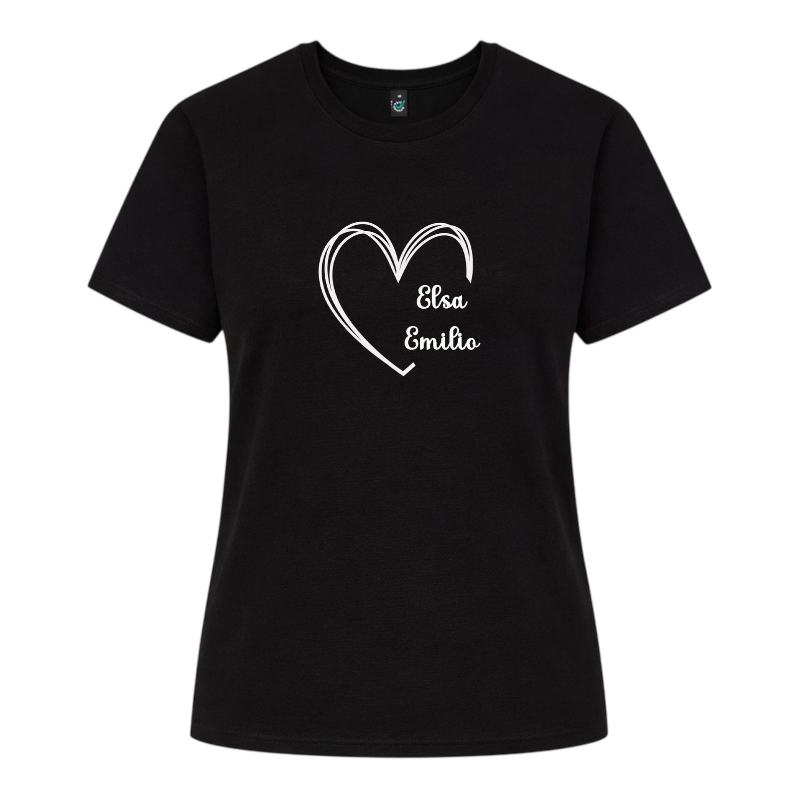 Personlig Mamma T-shirt med Hjärta & Barnens Namn - Svart