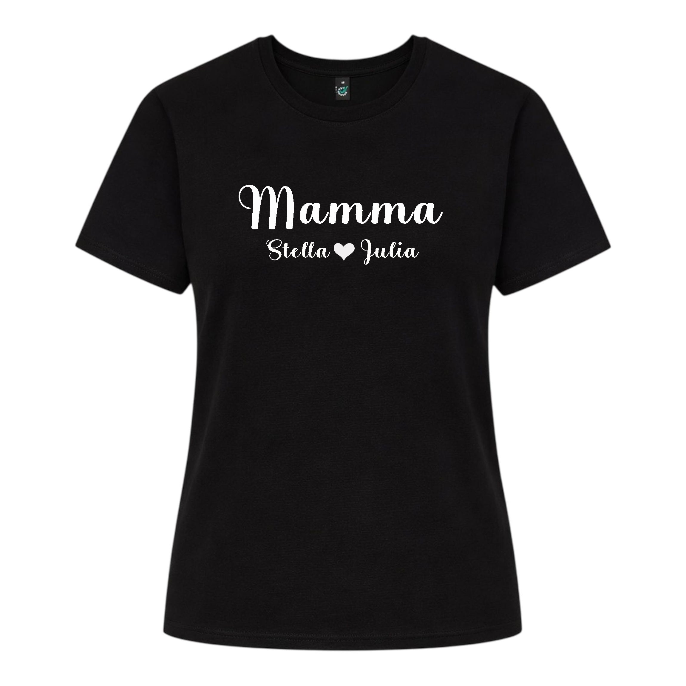 Elegant Personlig Mamma T-shirt med Barnens Namn - Svart