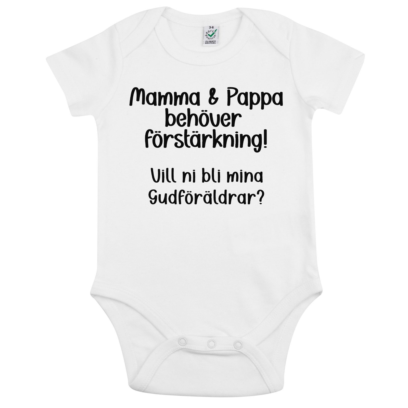 Mamma & Pappa behöver förstärkning – Personlig Babybody - Vit / O - 3 månader