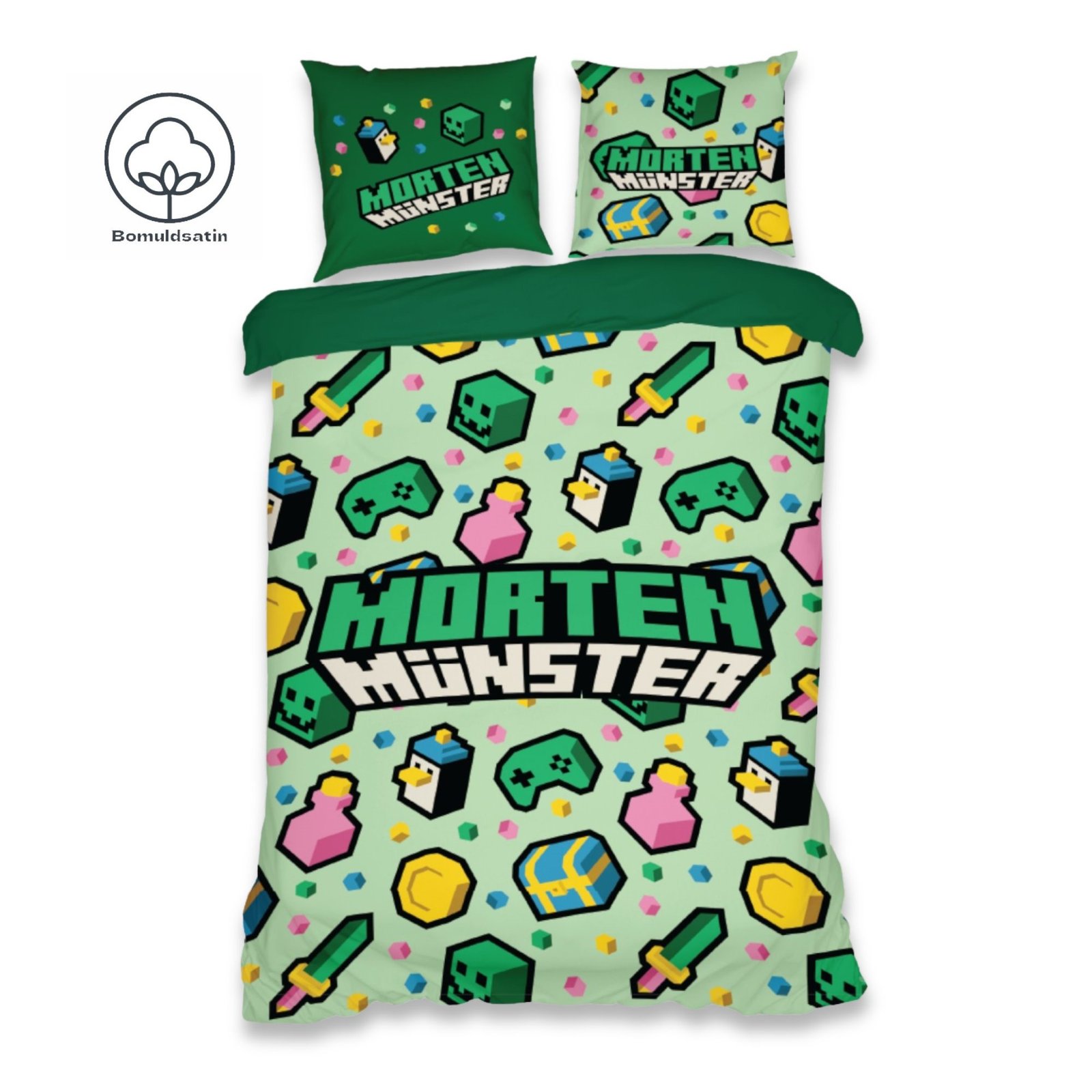Morten Münster Gamer sängkläder - 100% bomullssatin - Barnsängkläder 140x200 cm