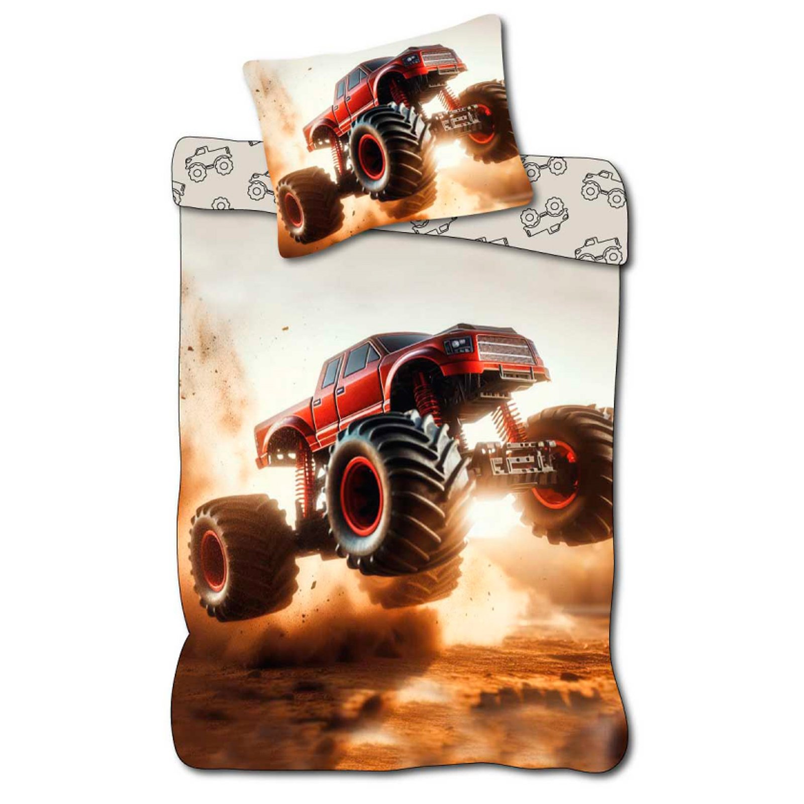 Monstertruck sängkläder - 100% bomull - Barnsängkläder 140x200 cm