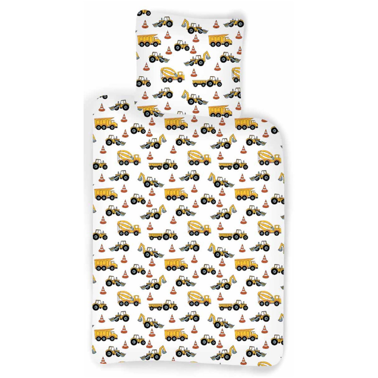 Sängkläder 150x210 cm - Bäddset med arbetsbilar - 100% bomull - Sängkläder för barn