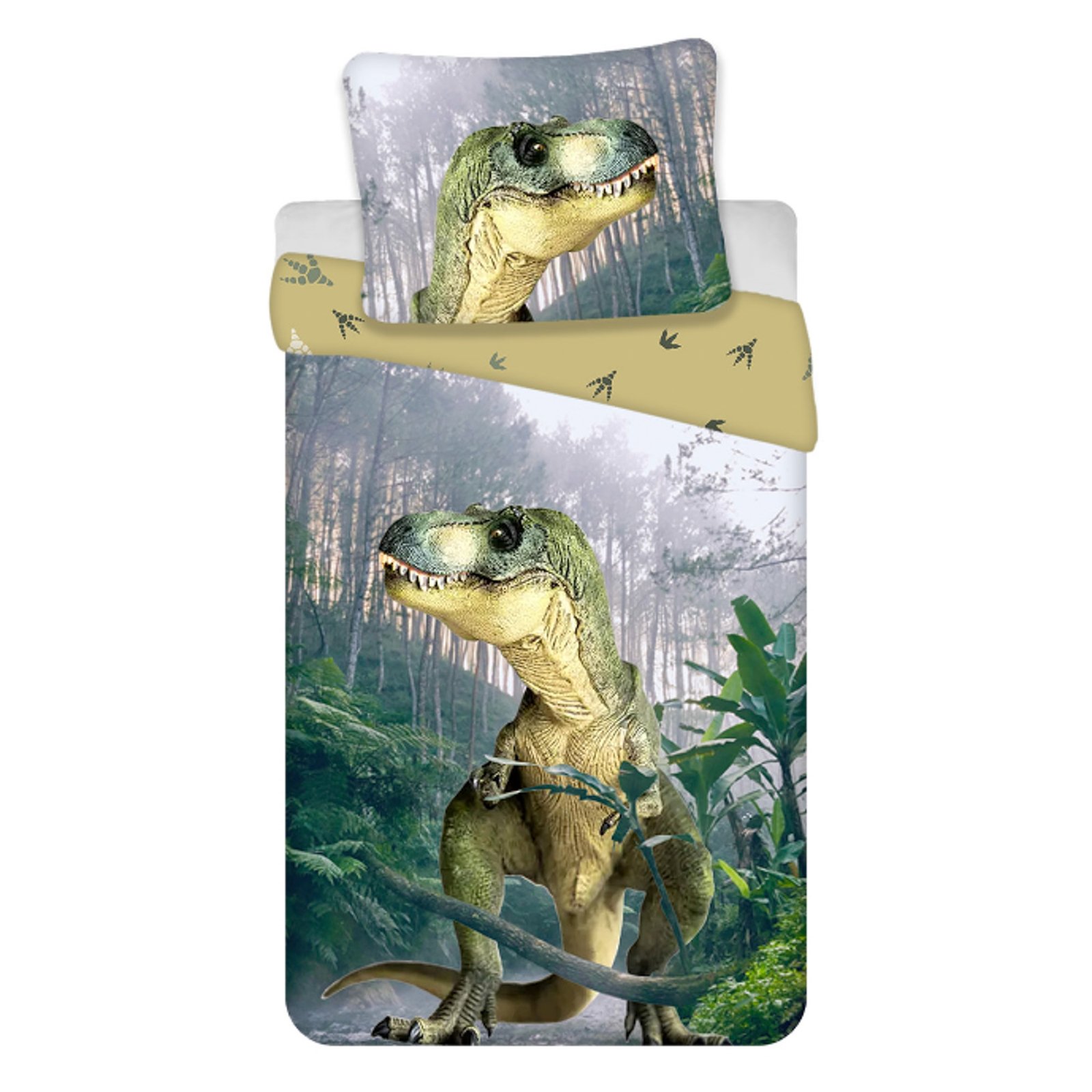Dinosauriesängkläder - 100% bomull - Barnsängkläder 140x200 cm - Grön