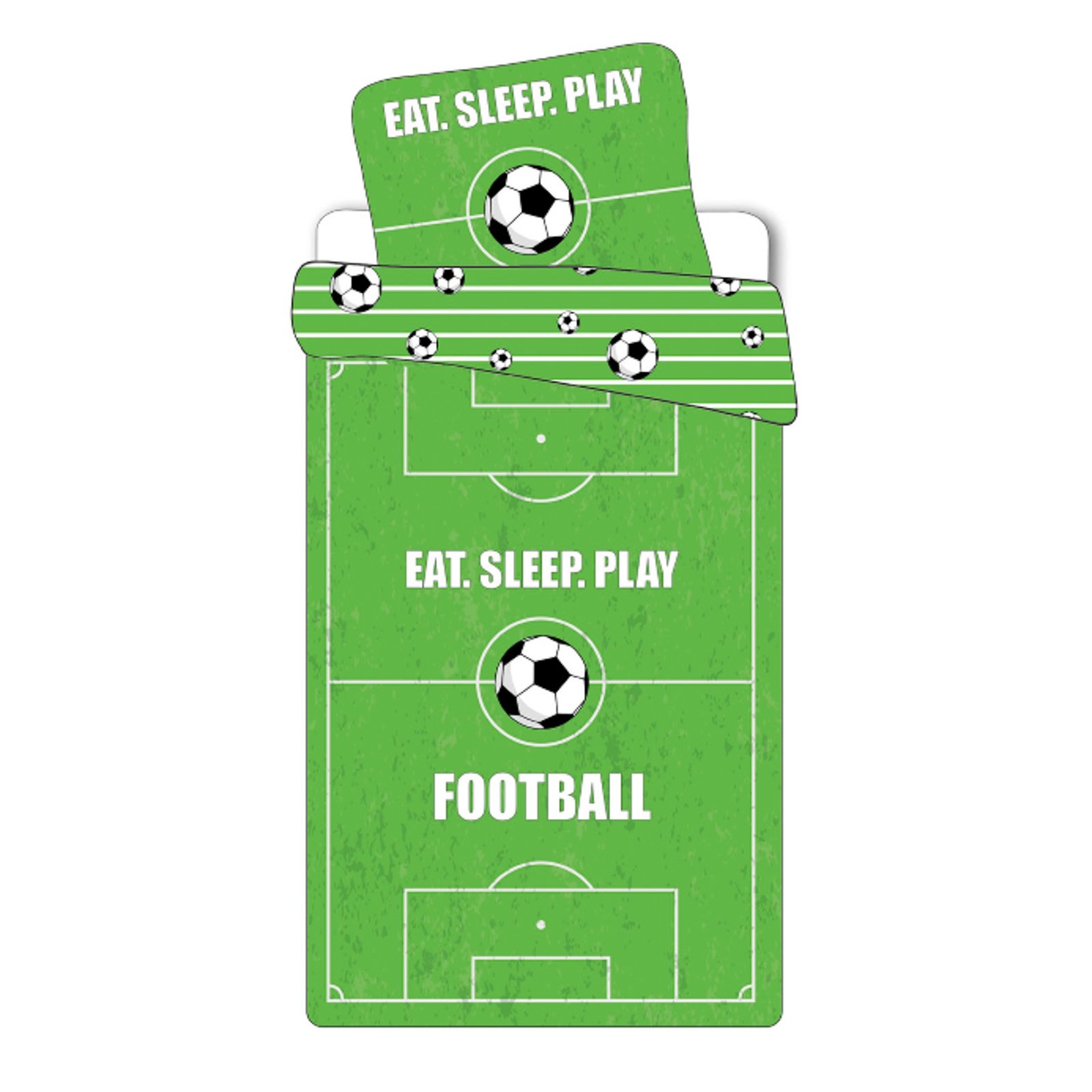 Fotbollssängkläder - 100% bomull - Barnsängkläder 140x200 cm - Fotbollsplan