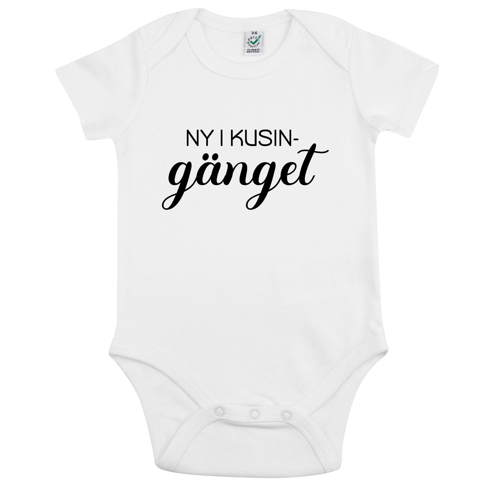 Ny i kusingänget – Babybody i 100 % ekologisk bomull - Vit / O - 3 månader