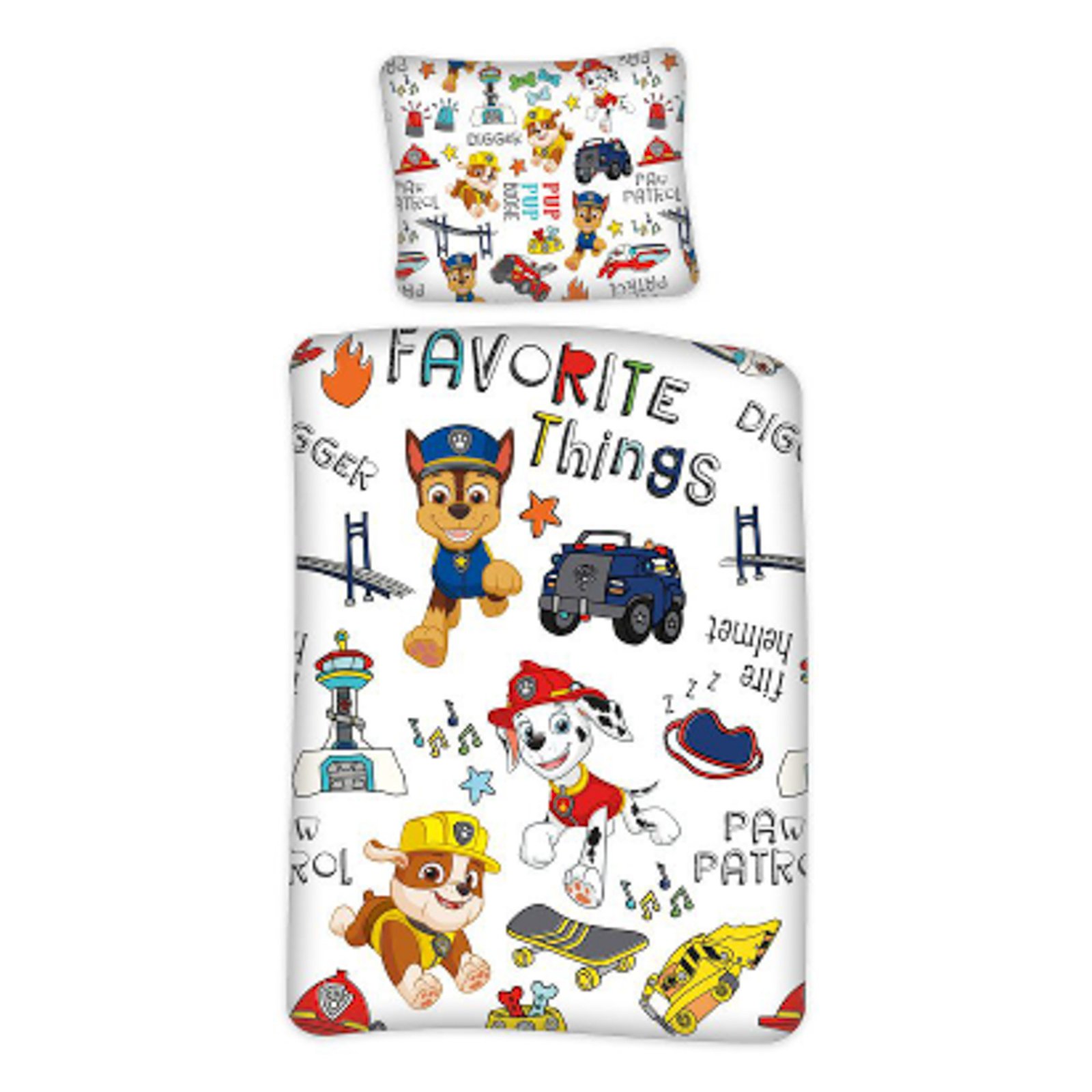 Sängkläder - Paw Patrol sängkläder - Favorite things - 2 i 1 design - Påslakanset i 100% bomull