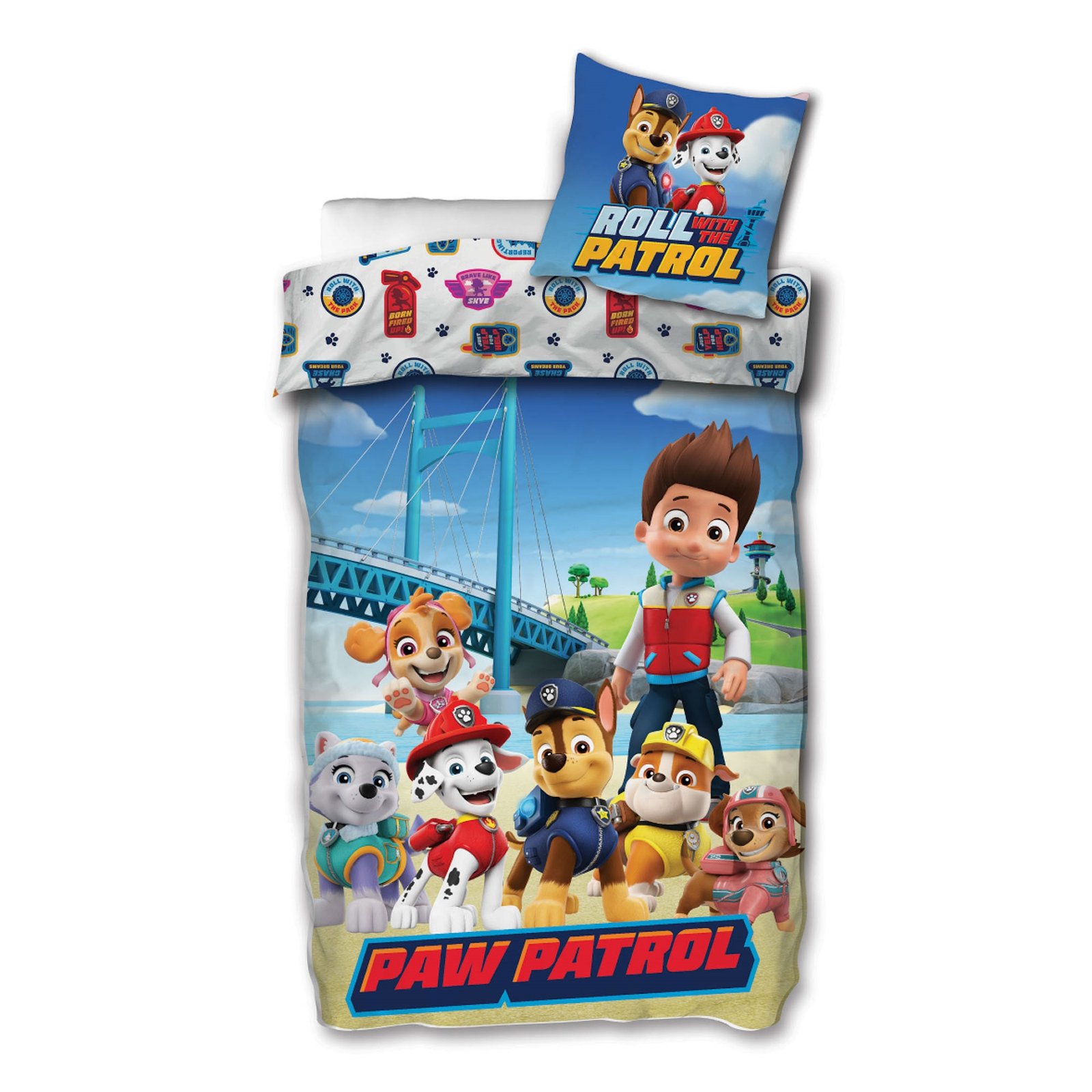 Paw Patrol sängkläder - 100% mjuk bomull - Barnsängkläder 140x200 cm - Roll with the Patrol