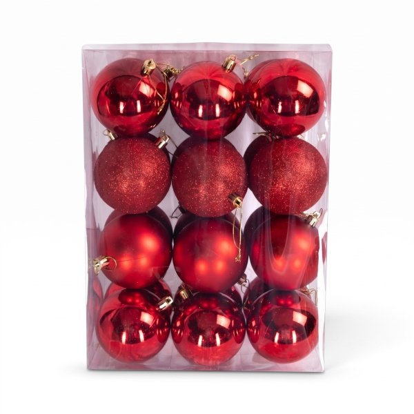 Julkulor - Röda - Paket med 24 st. Mäts 8 cm i diameter
