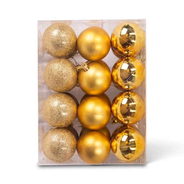 Julkulor - Guld - Paket med 24 st Mäter 6 cm i diameter