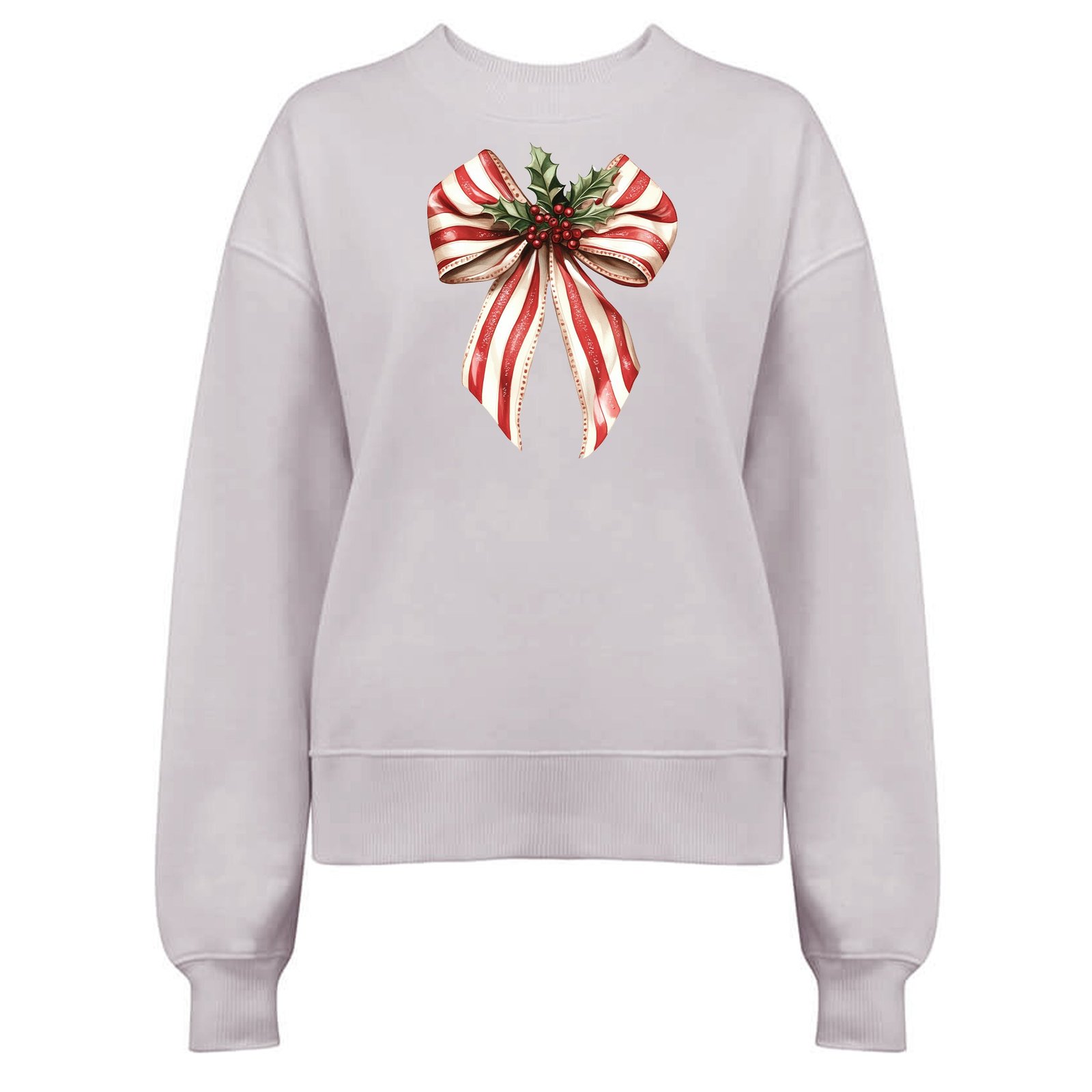 Jultröja med Polkagris Rosett och Mistletoe – En Söt Jullook - Ljus Pastell Rosa