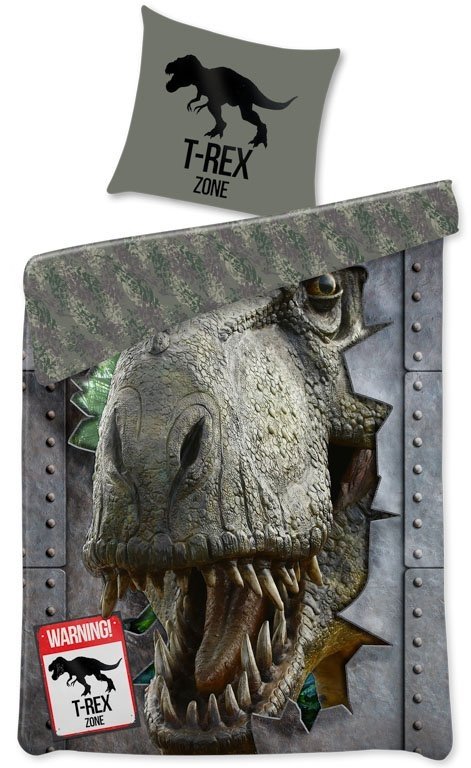 Dinosaur sängkläder - 100% bomull - Barnsängkläder 140x200 cm - T-Rex