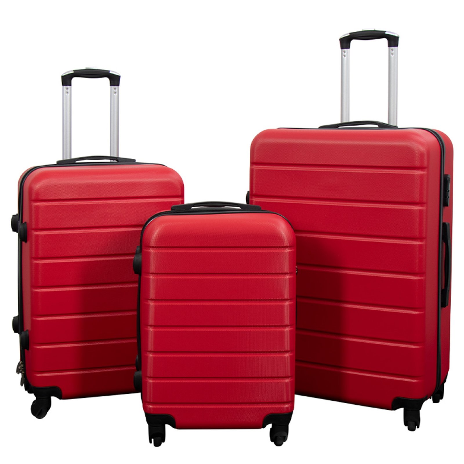 Erbjudanden på resväskor - Set med 3 st. - Exklusivt hardcase resväskset - Stripe röd
