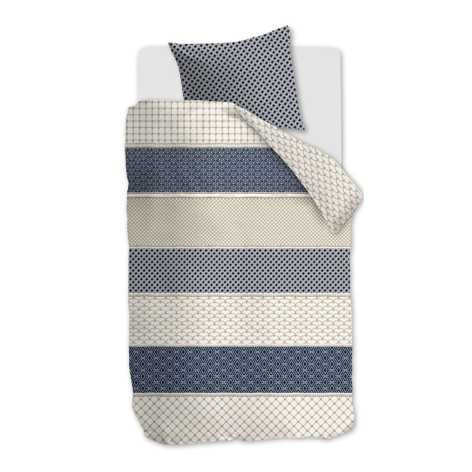 Mönstrat sängkläder 140x200 cm - Påslakanset i 100% mjuk bomull - Ropes Navy - Riviéra Maison sängkläder