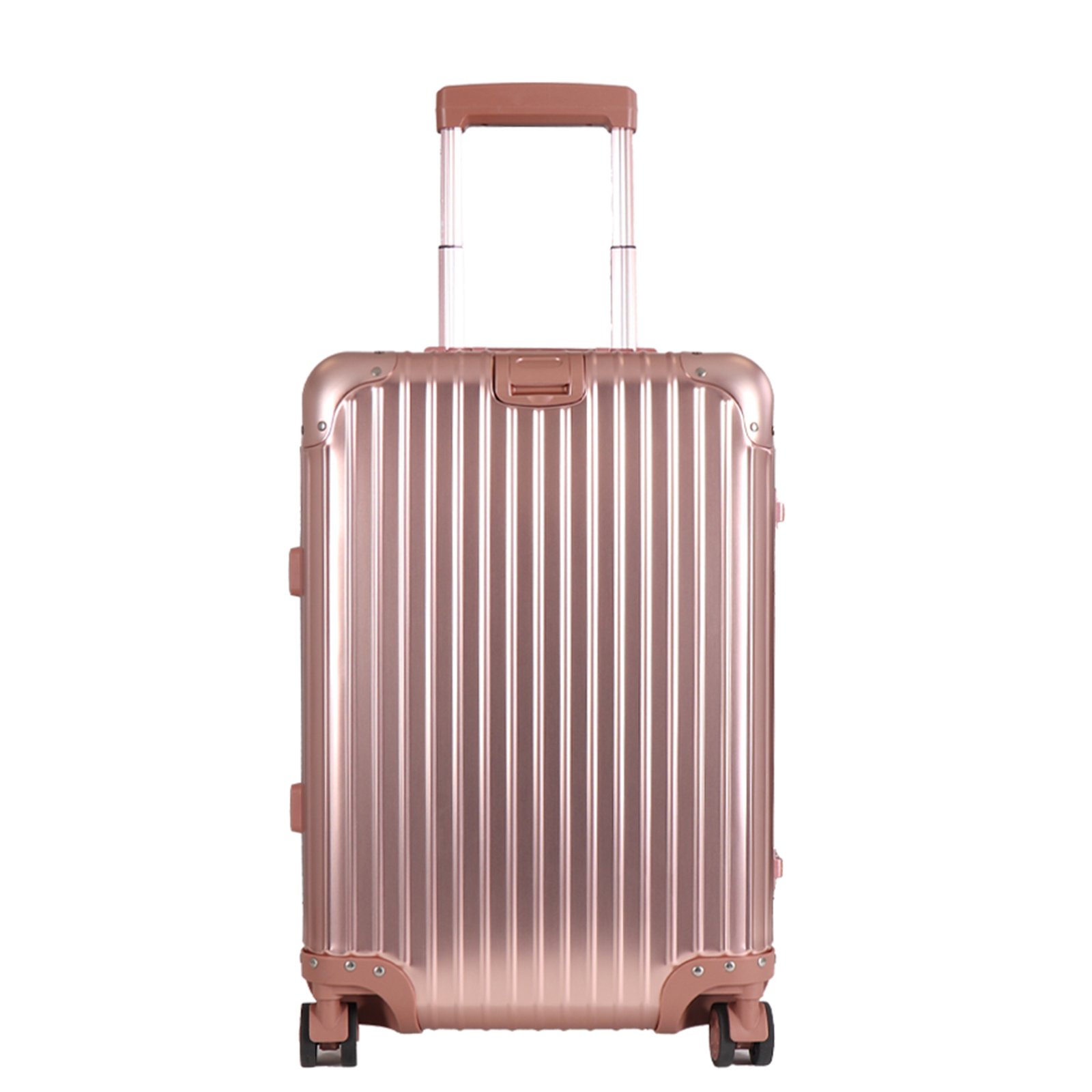Resväska i handbagagestorlek - Aluminiumsresväska - Roséguld - Lyxig trolley med TSA-lås - 36 liter