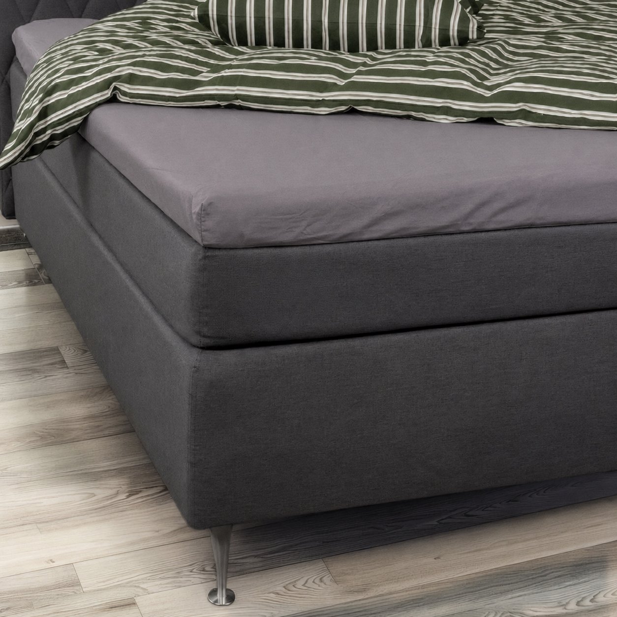Formsydda lakan 180x200x8 cm - Grå - 100% bomullssatin - Lakan för bäddmadrass