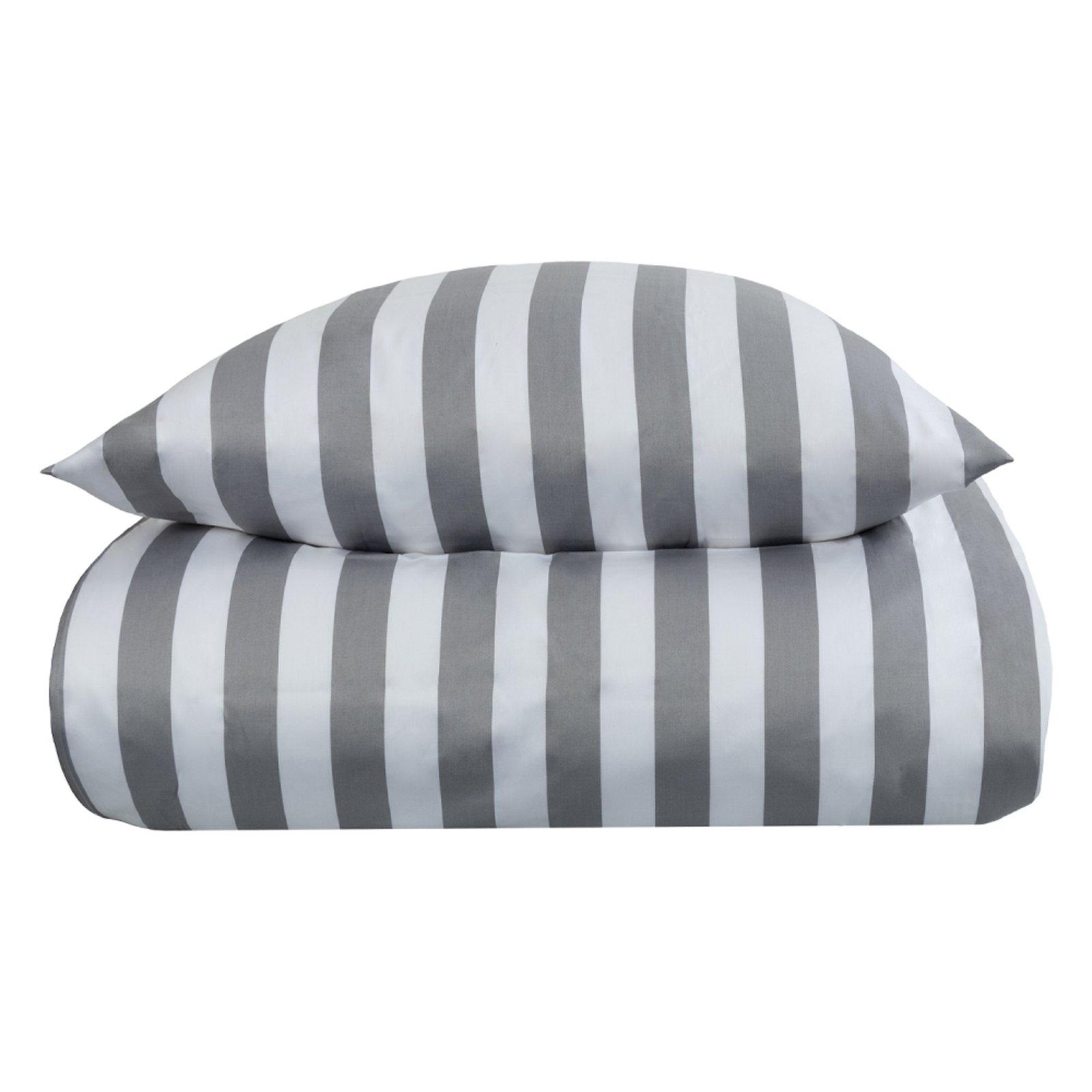Dubbel sänglinne 240x220 cm - 100% bomullssatin - Nordic Stripe - Grå ränder
