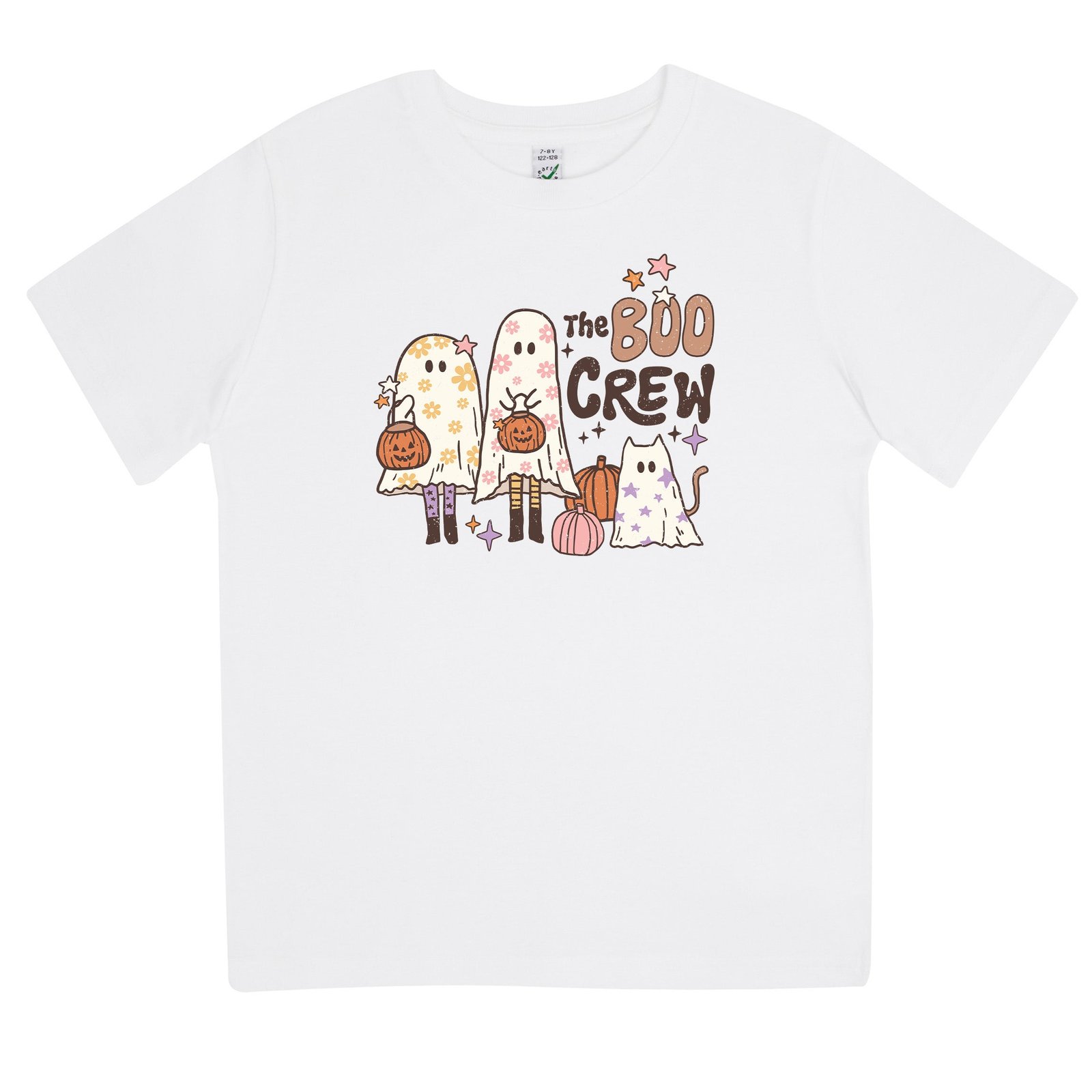 The BOO Crew Barn T-shirt – Halloweenlook för hela Familjen - Vit / 98/104 (3-4 år)