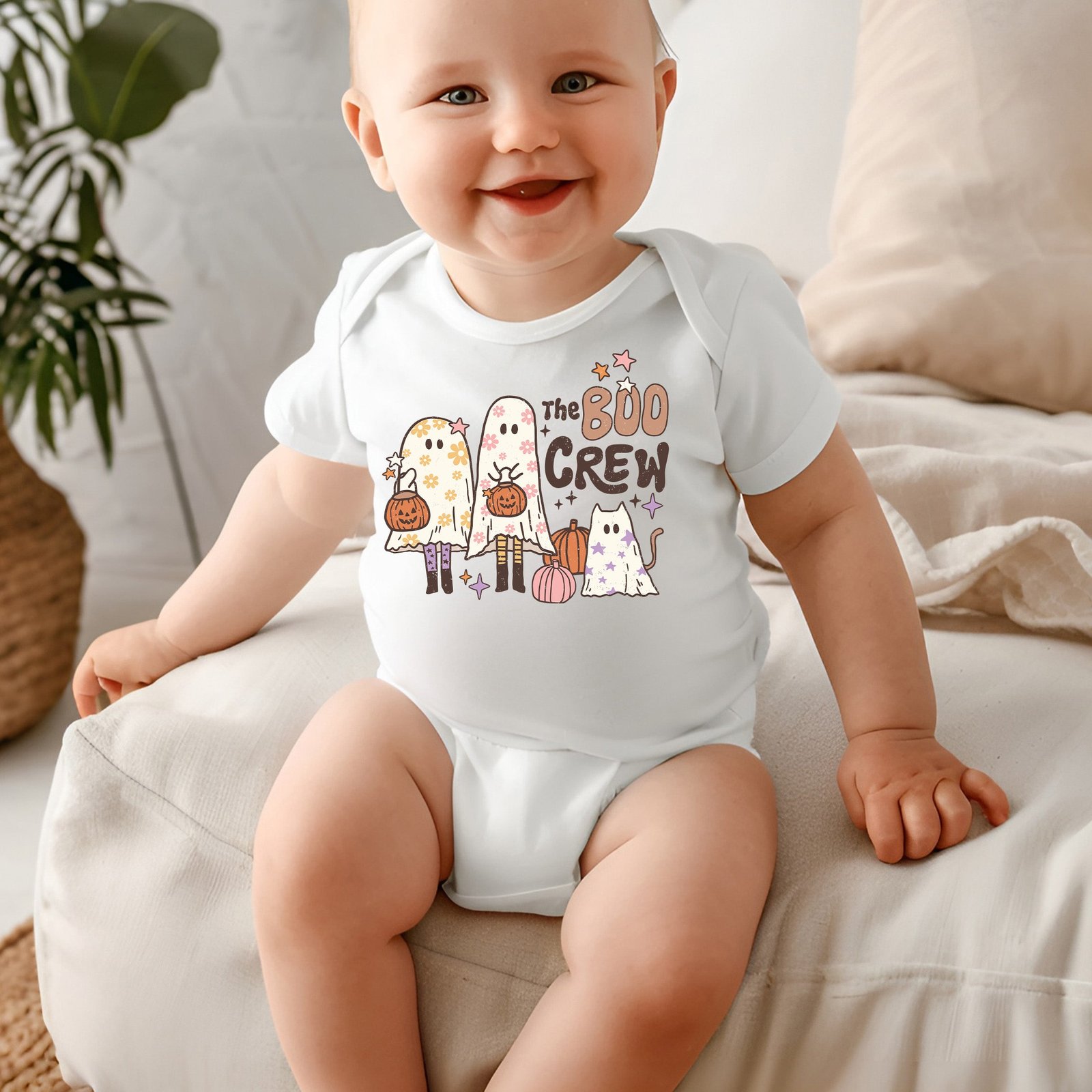 The BOO Crew Babybody – Ekologisk & Söt till Halloween - Vit / O - 3 månader
