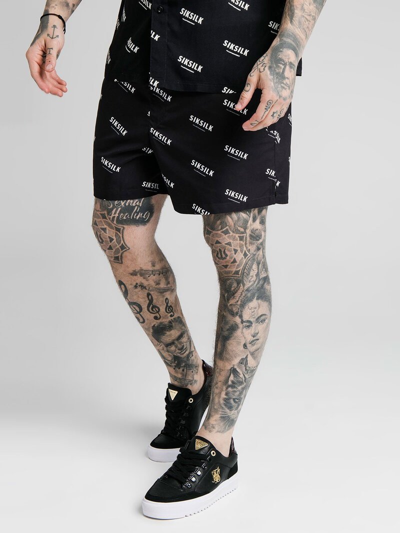 Repeat Print Swimshorts Black