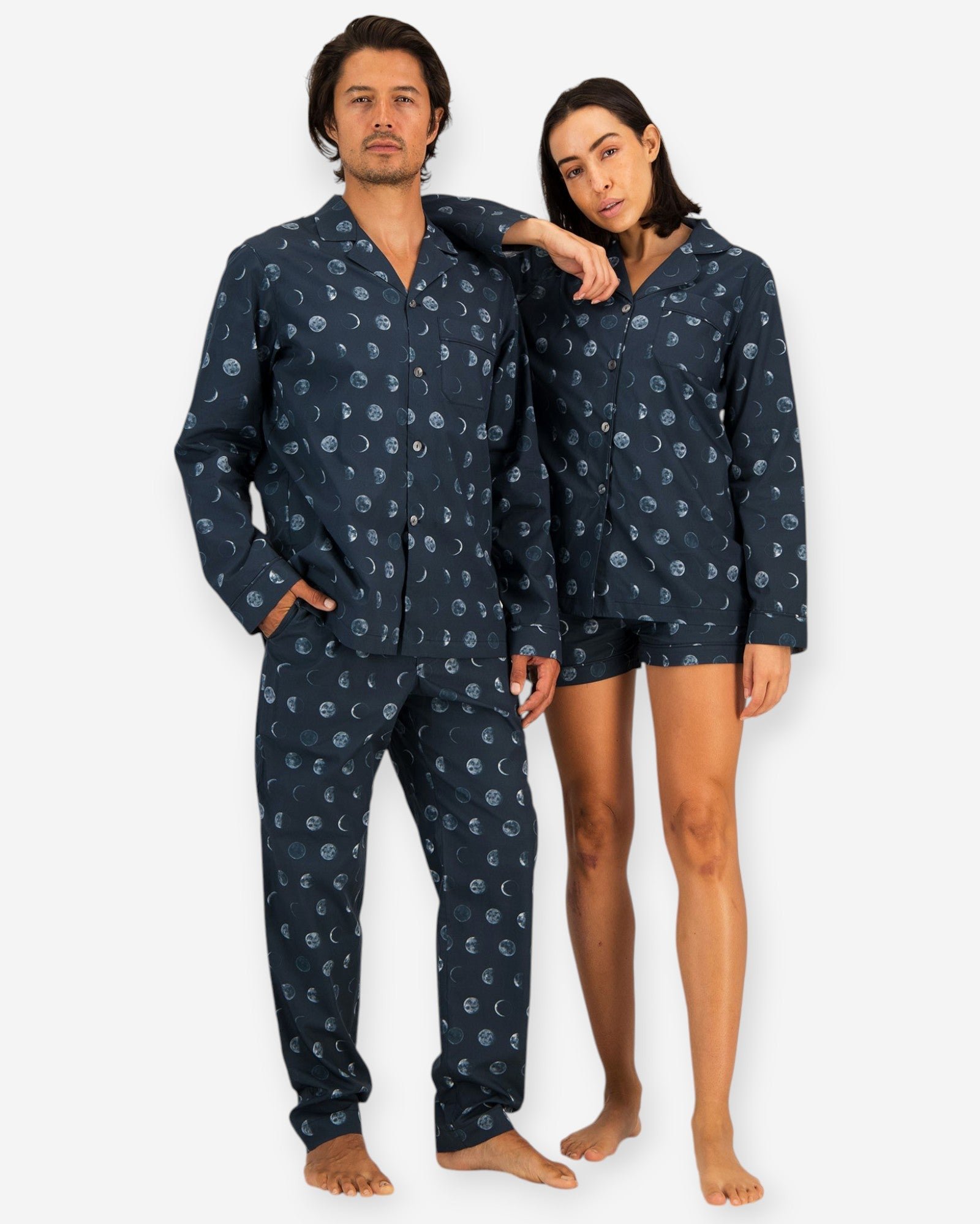 Matching Pyjamas & Short PJs for couples - Moons